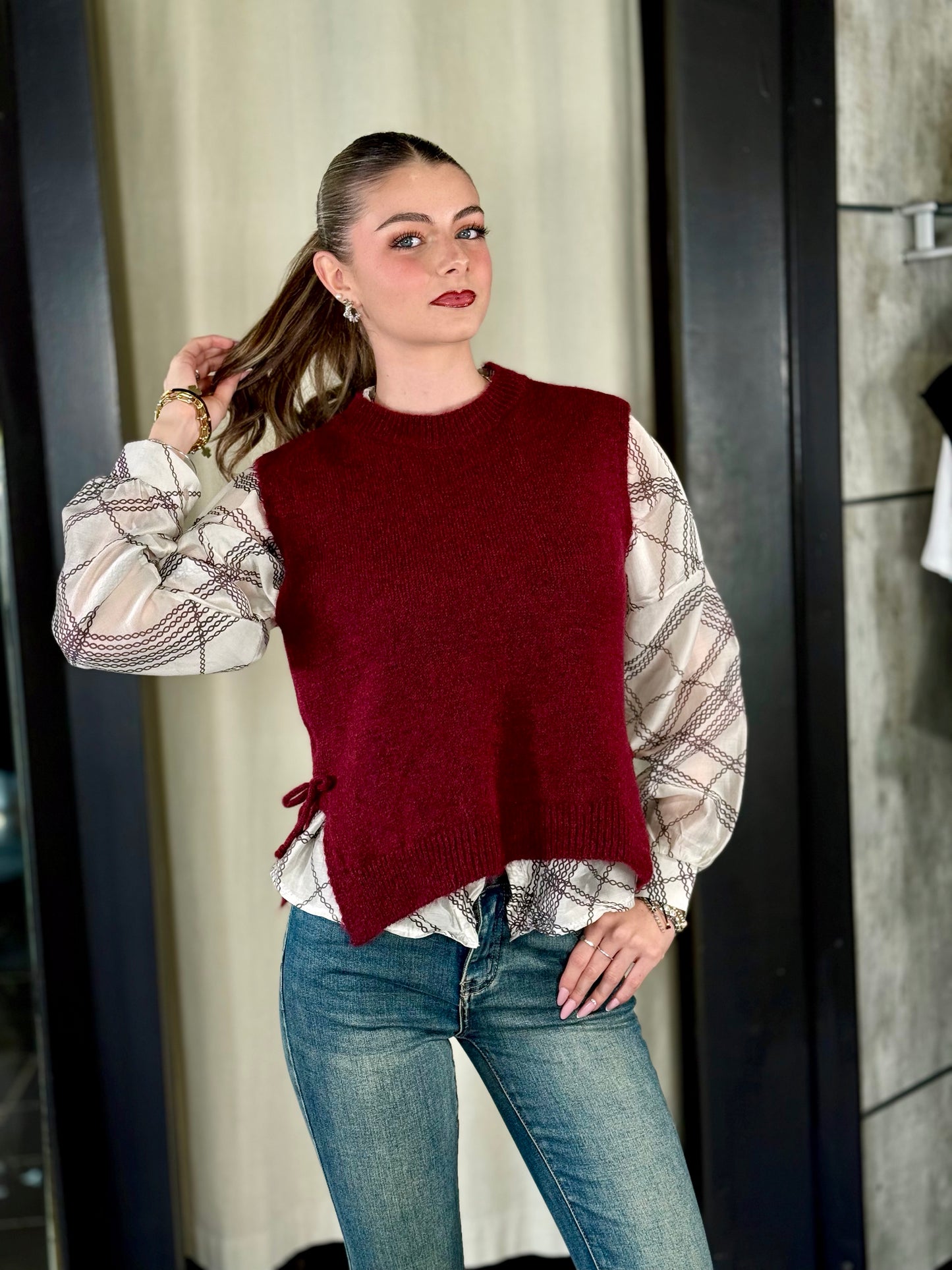 Gilet in maglia bordeaux in taglia unica 2180