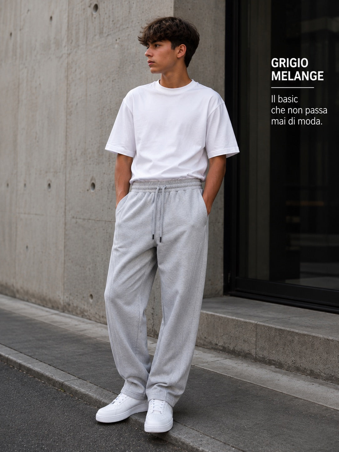 Pantalone tuta baggy grigio chiaro