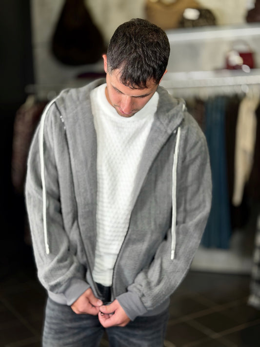 Felpa con cappuccio grigia intrecciata 2136