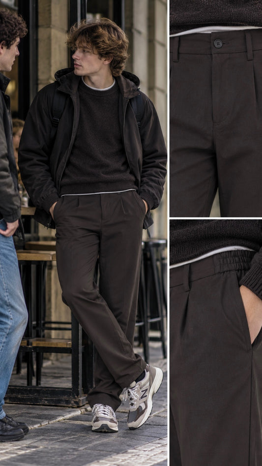 Pantalone in stile classico baggy marrone testa di moro