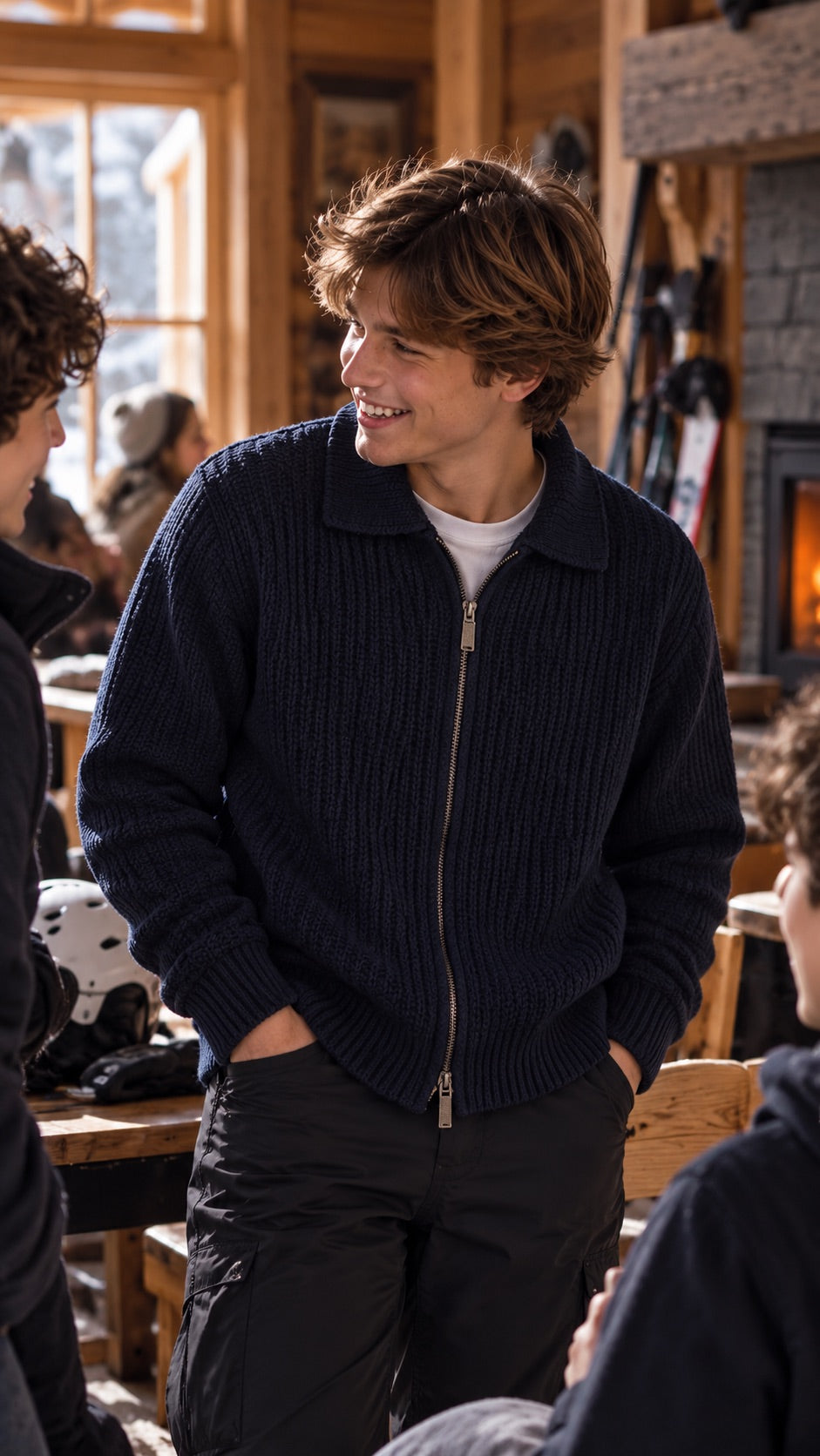Cardigan blu navy con zip