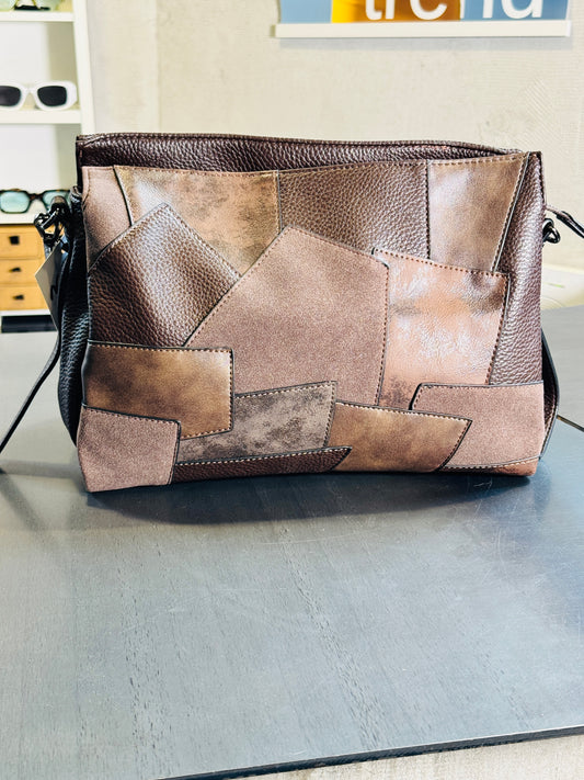 Borsa a cartella in similpelle marrone con tracolla all’interno 2372