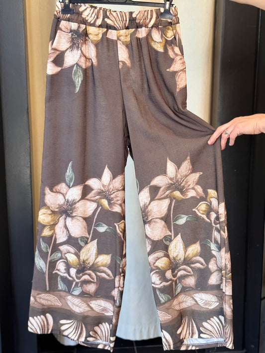 Pantalone a palazzo a fiori in taglia unica 2749
