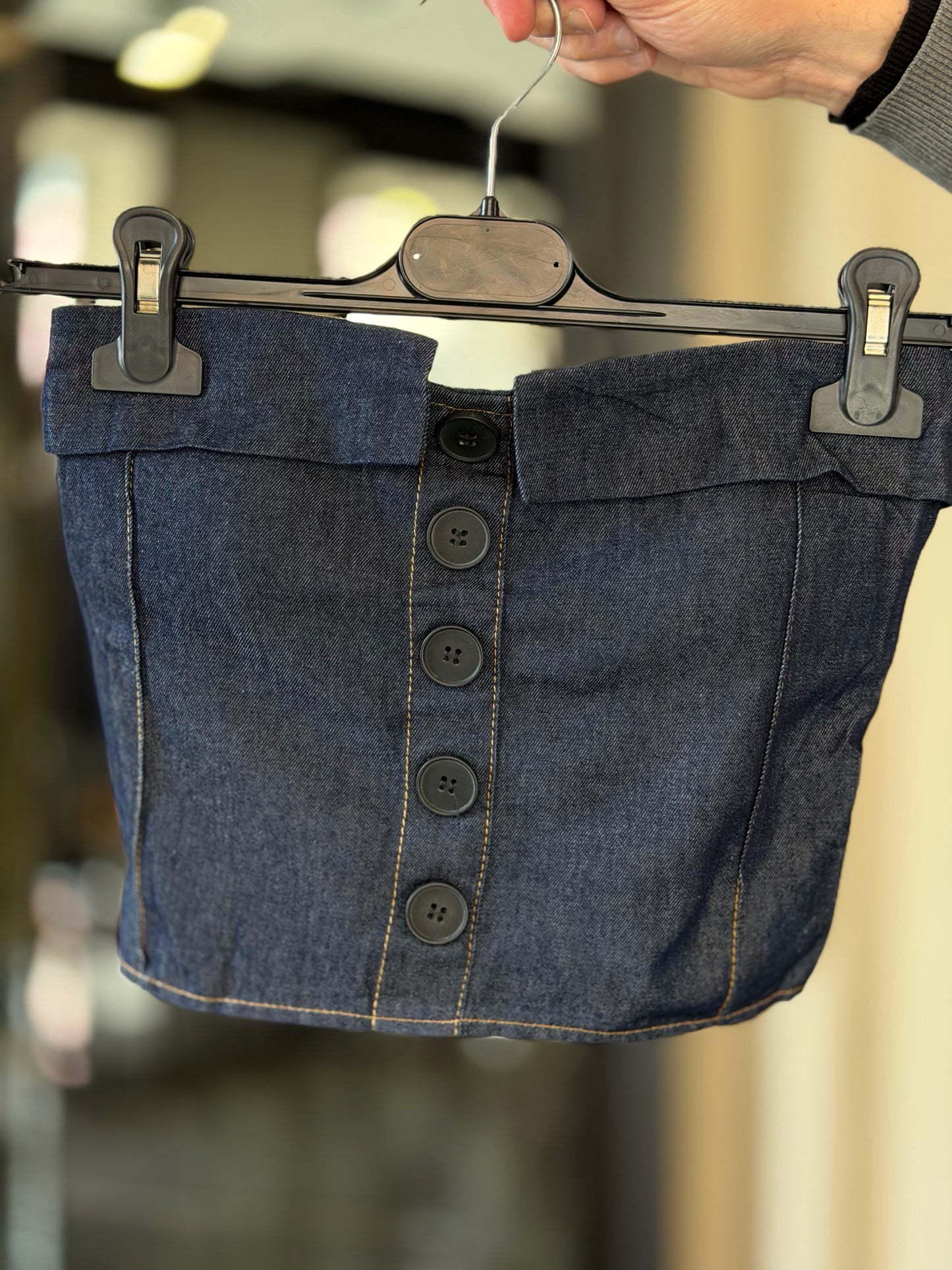 Top effetto denim con coppa preformata 2476