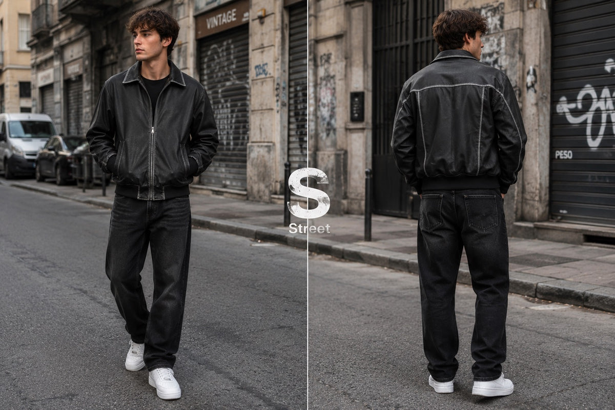 Giubbino bomber in similpelle grigio nero