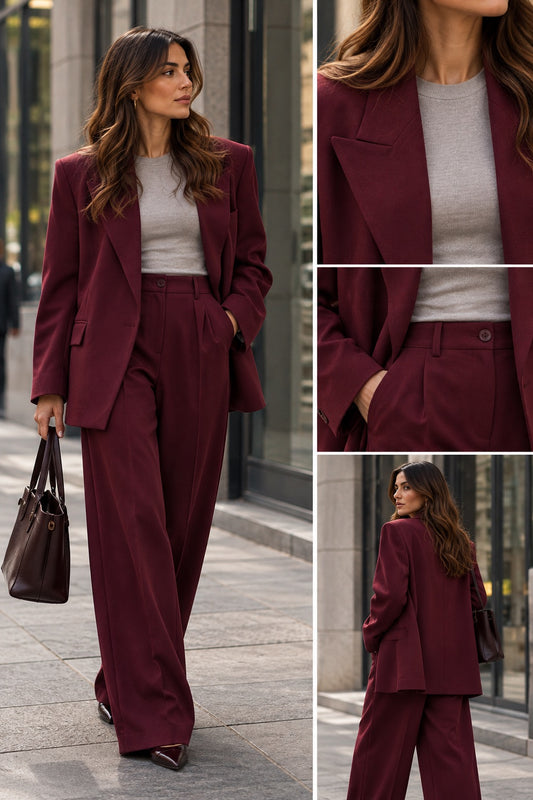 Tailleur (blazer + pantalone)bordeaux in taglia unica