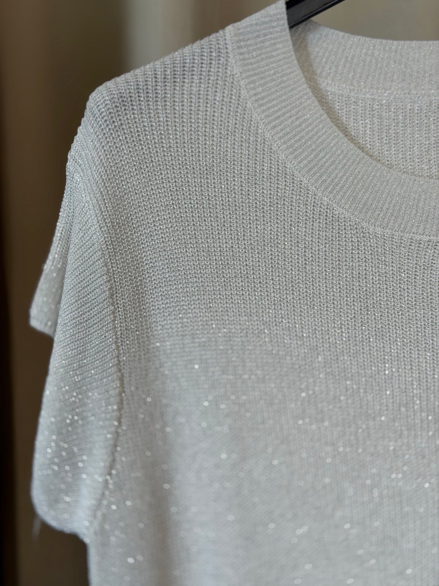 T-shirt in maglina lurex bianca in taglia unica 2544