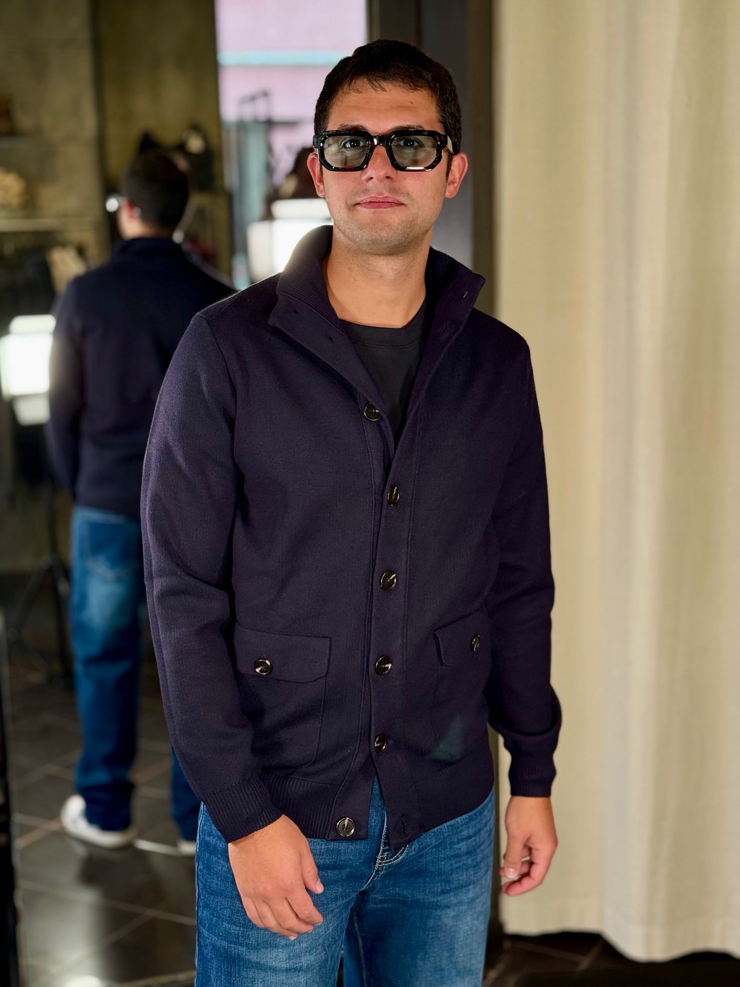 Cardigan con bottoni blu 2342