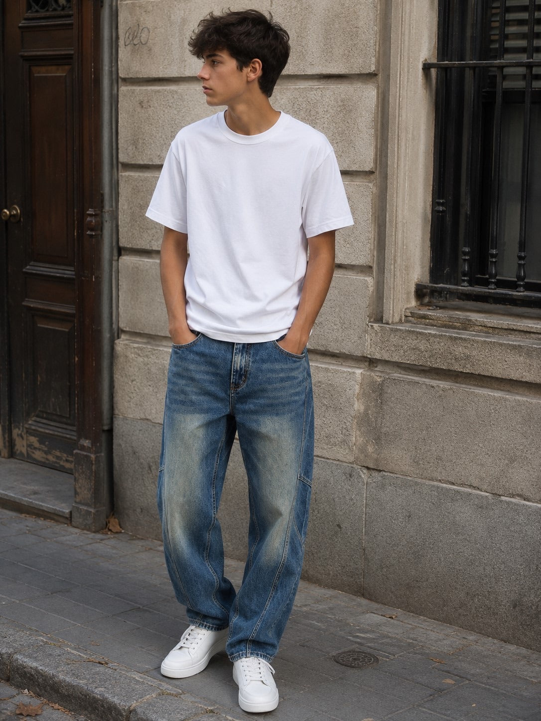 Jeans loose fit lavaggio tè