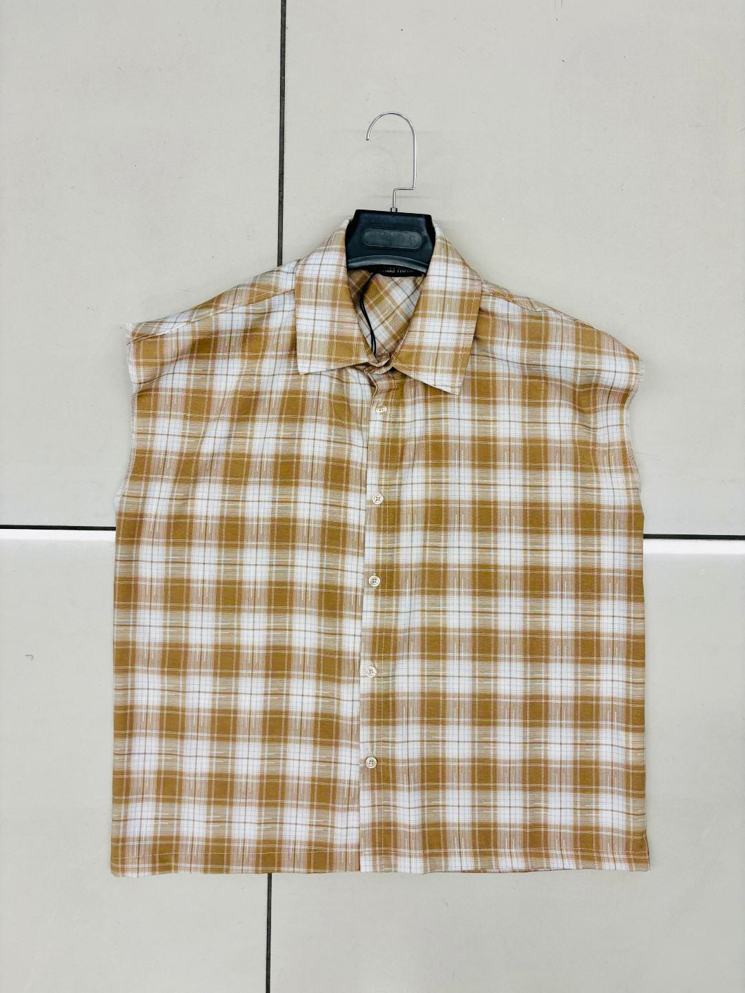 Camicia smanicata oversize beige 2707
