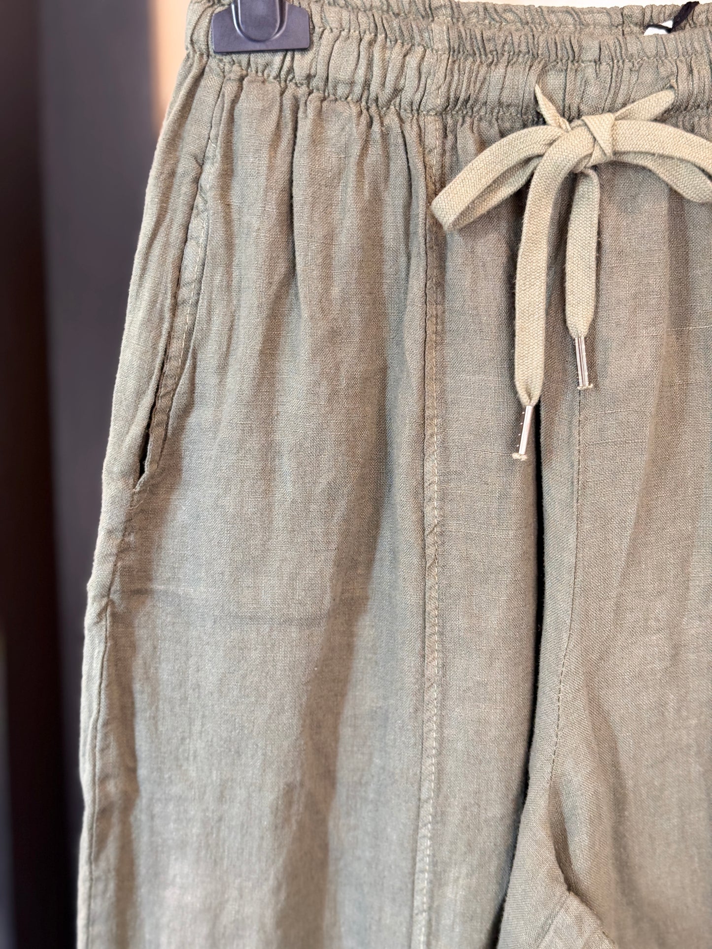 Pantalone in lino baloon vede militare in taglia unica 2931