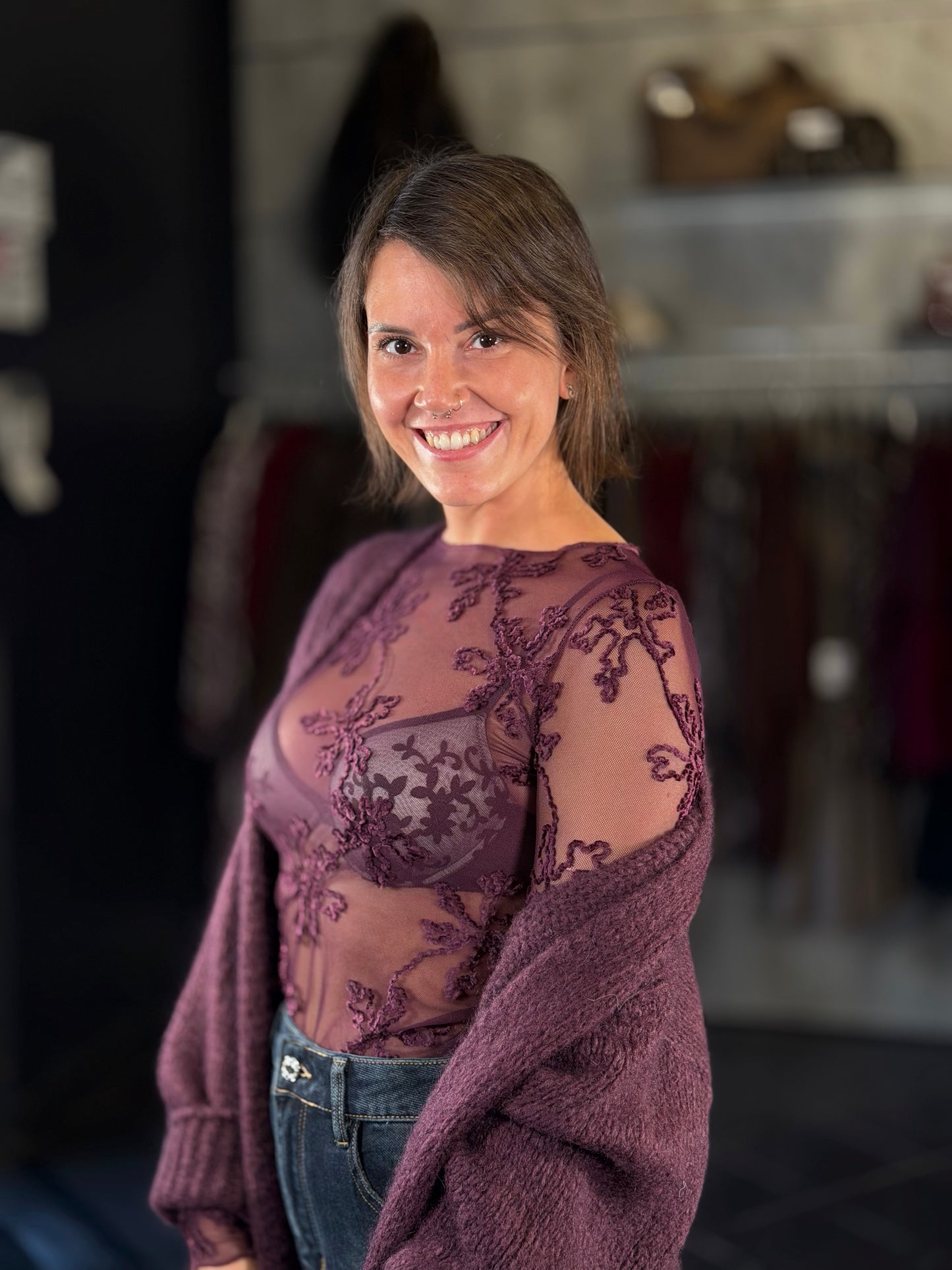 Cardigan borgogna in taglia unica 2423