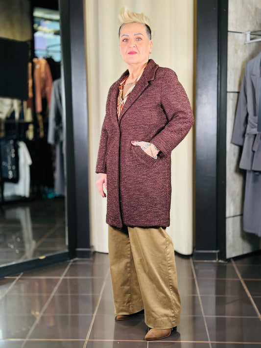 Cappotto marrone con filo di lurex in taglia unica 248