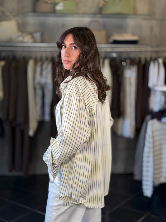 Camicia gialla oversize a righe in taglia unica 2006