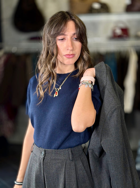 Maglioncino maniche corte blu in taglia unica 2195