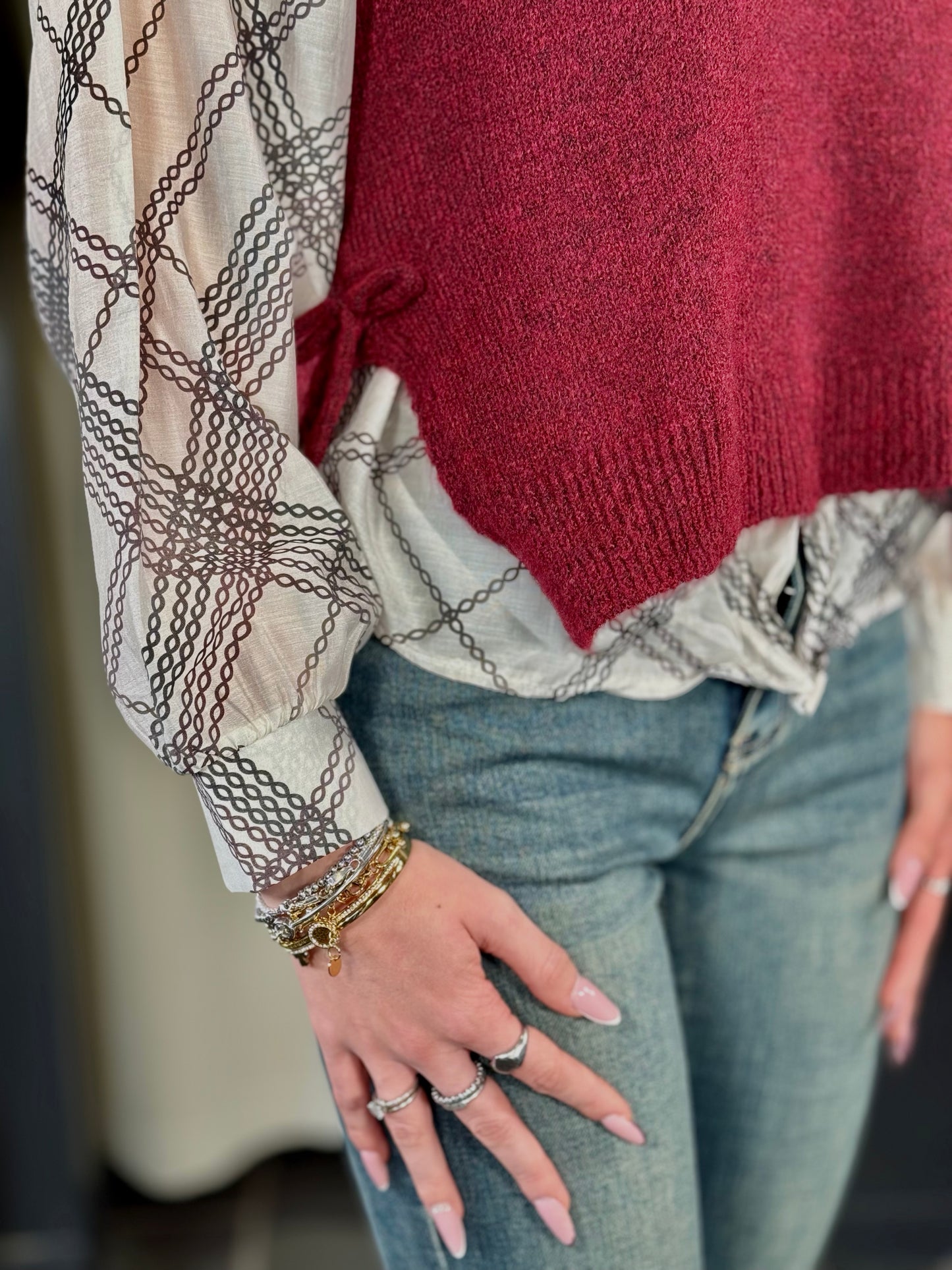 Gilet in maglia bordeaux in taglia unica 2180