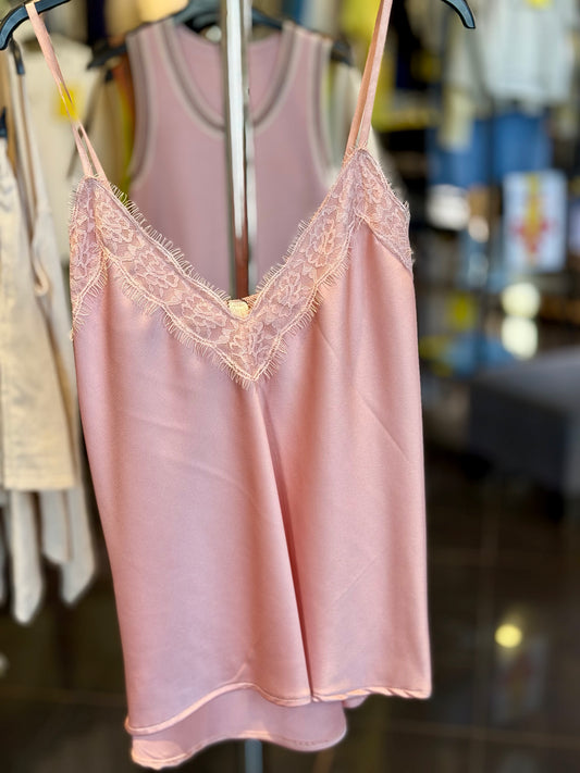 Canottiera lingerie rosa in taglia unica