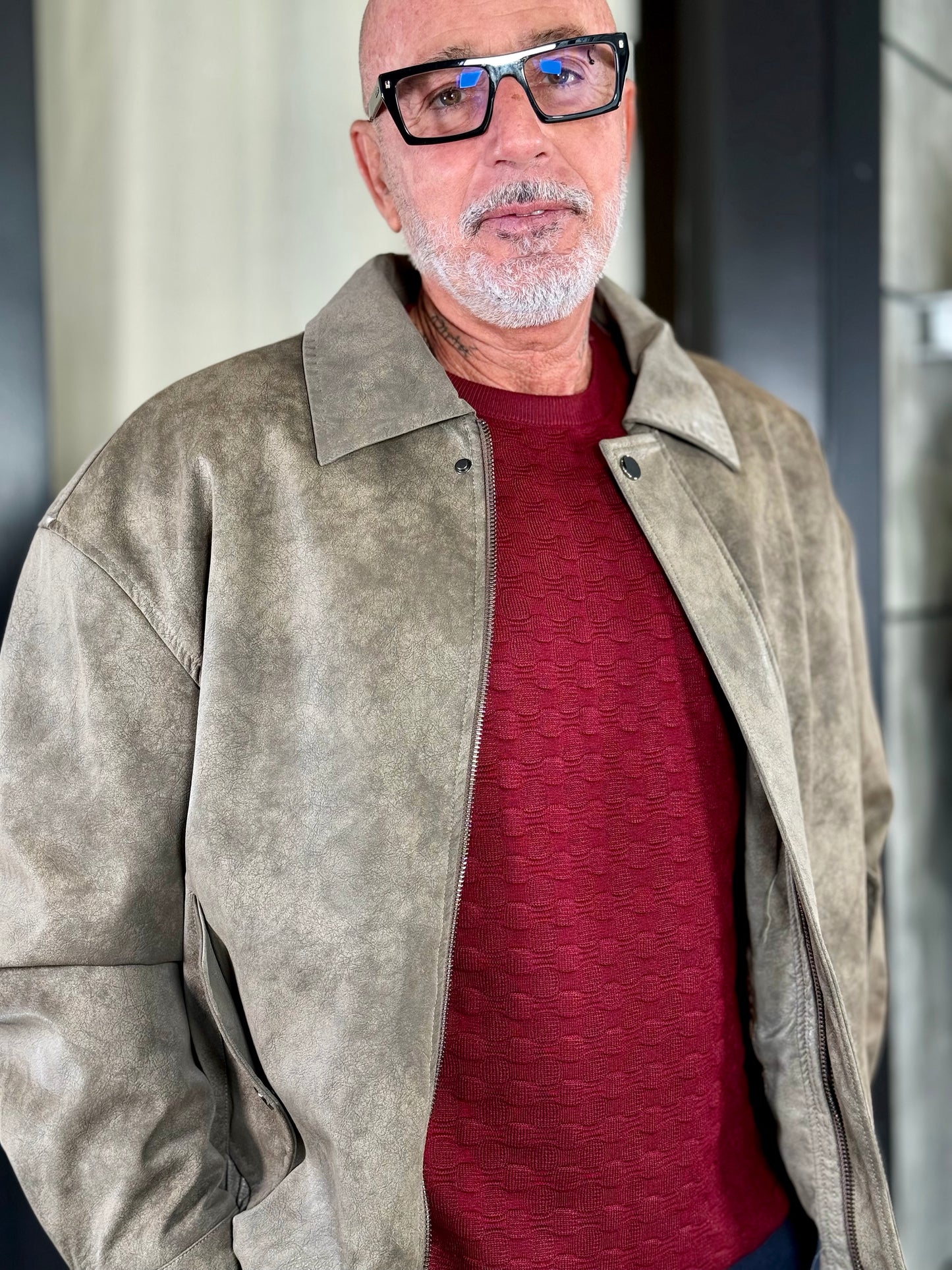 Giubbino in similpelle oversize beige 2105