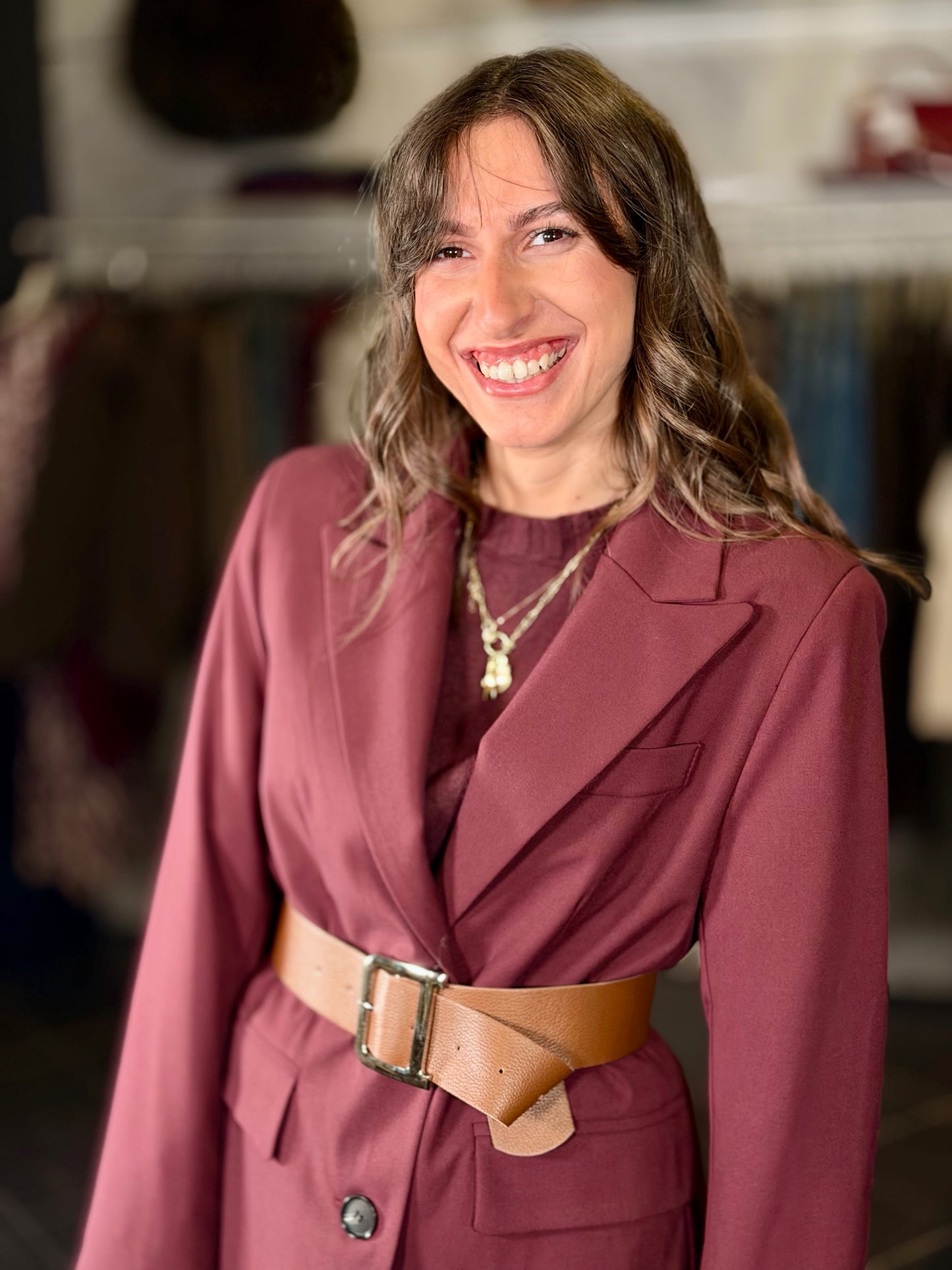 Giacca bordeaux con cintura 2039