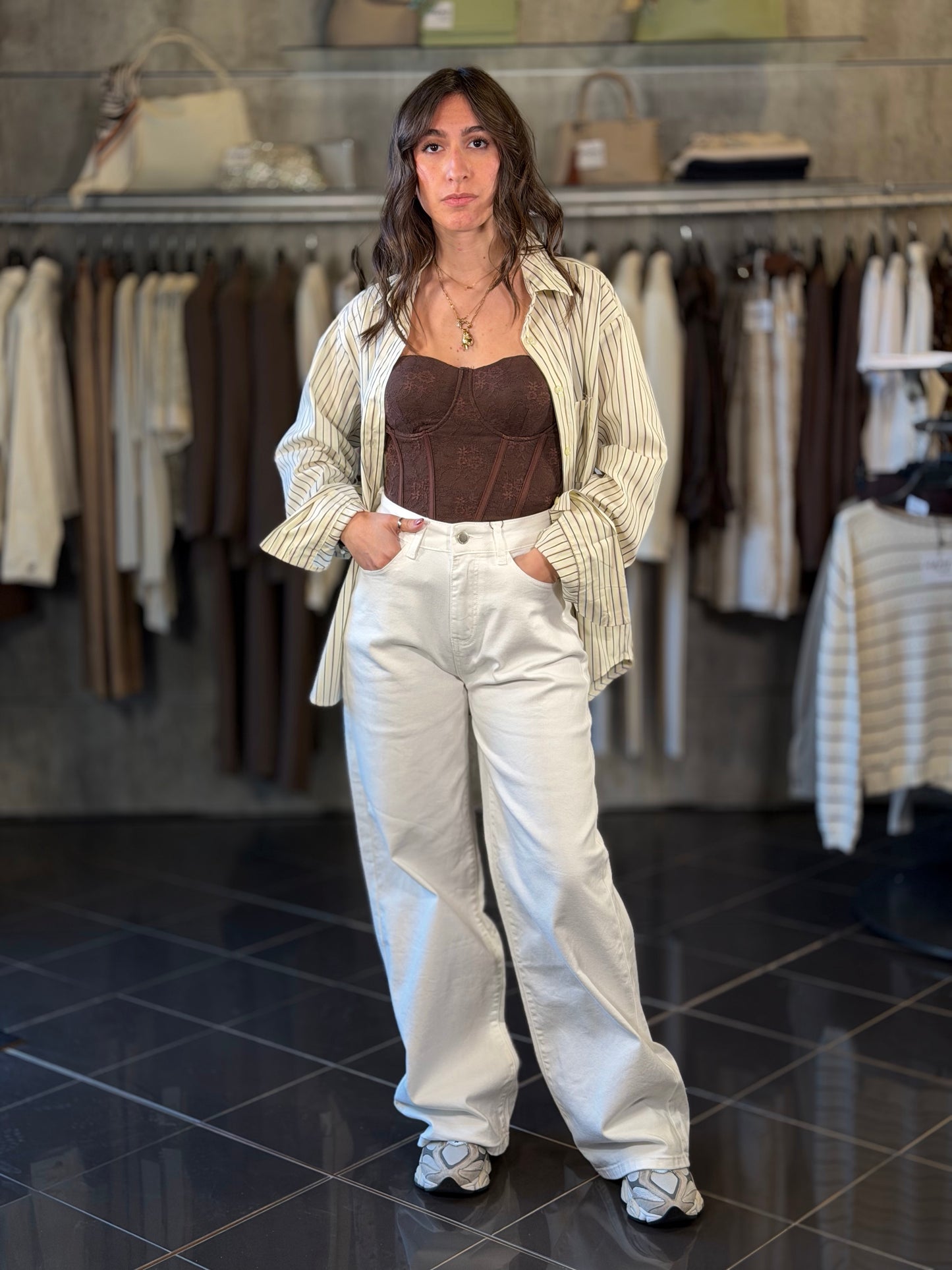 Jeans bianco wide leg 2063