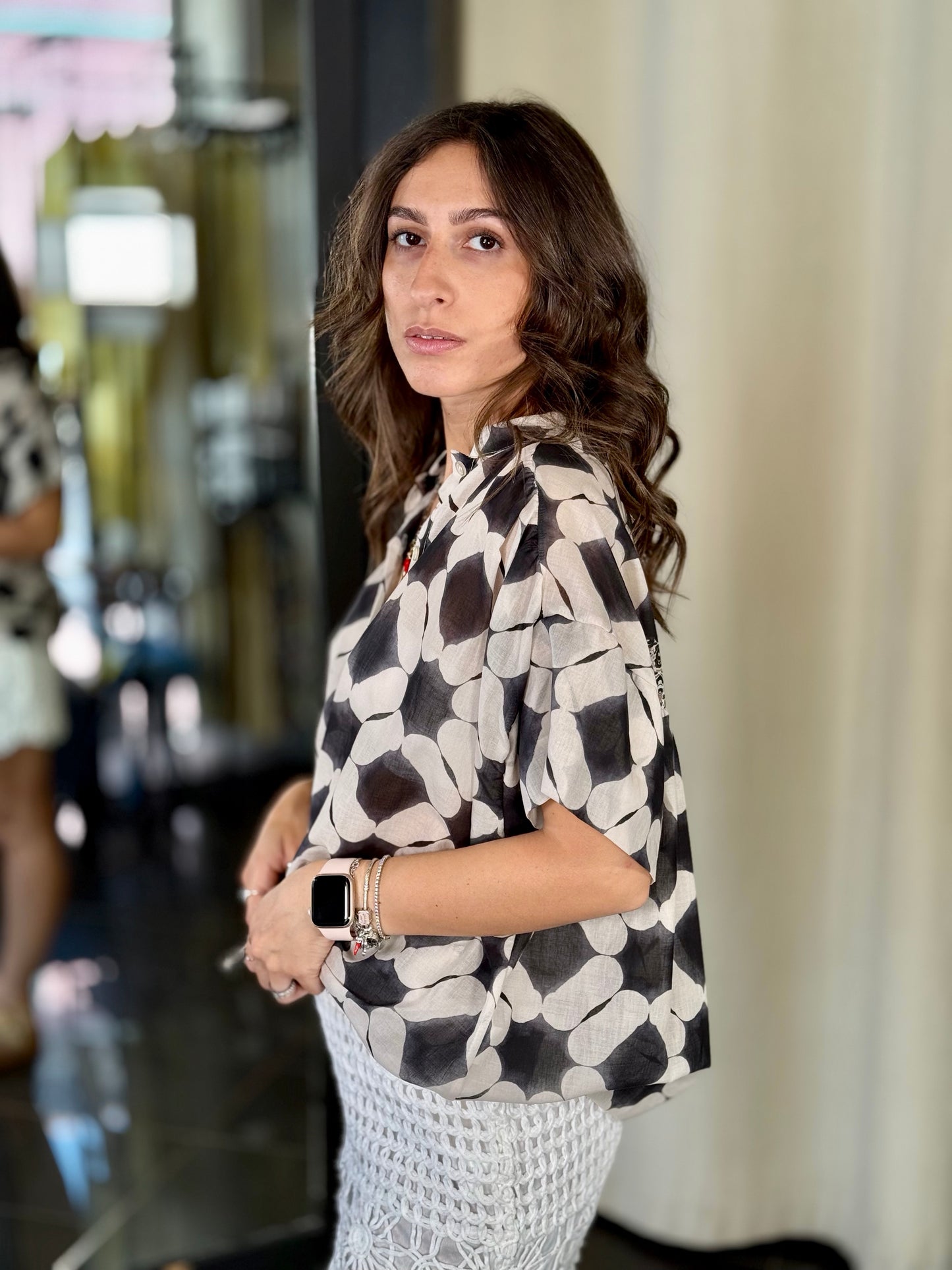 Camicia oversize a rombi in taglia unica 739