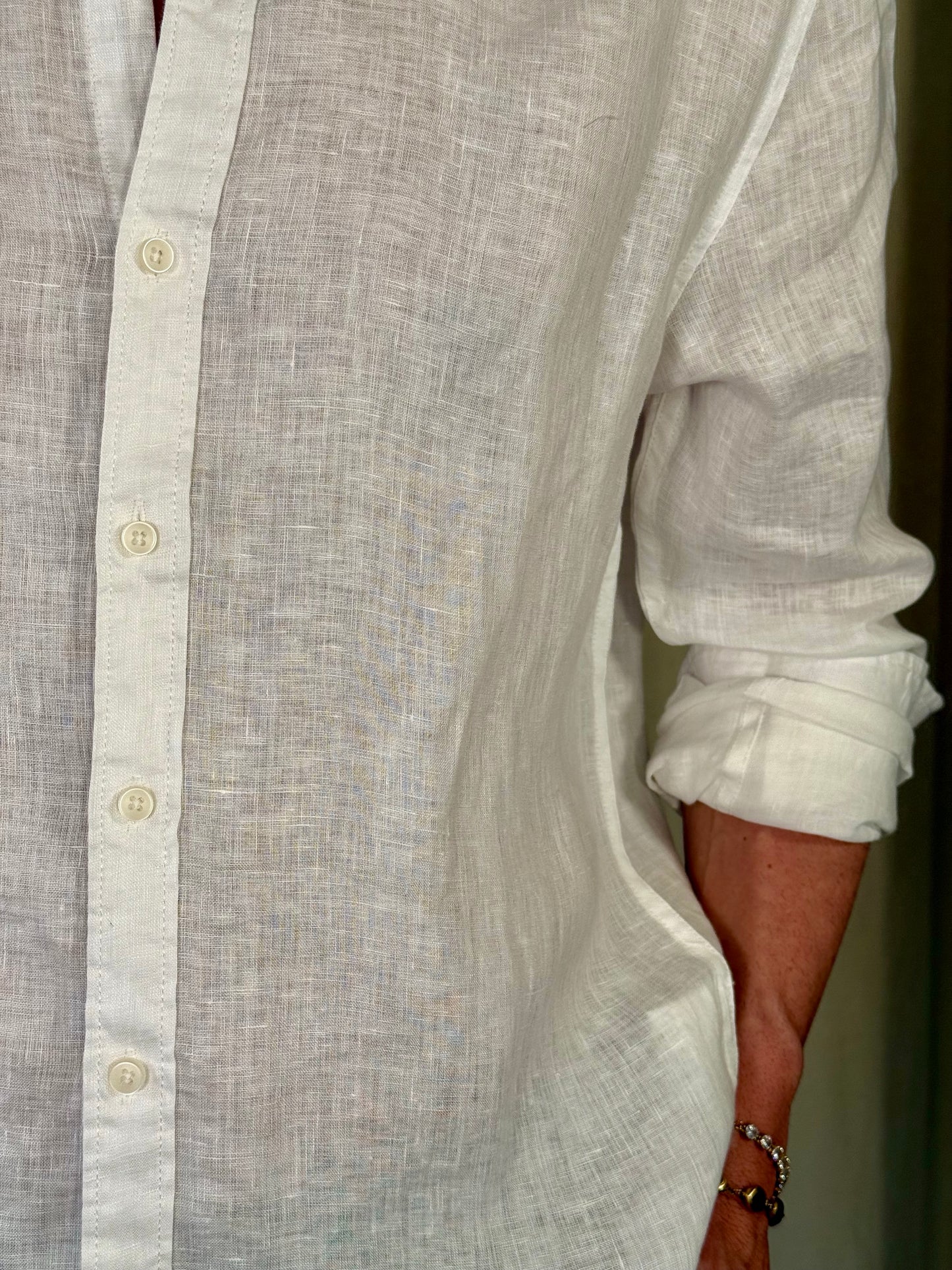 Camicia in lino coreana bianca 751