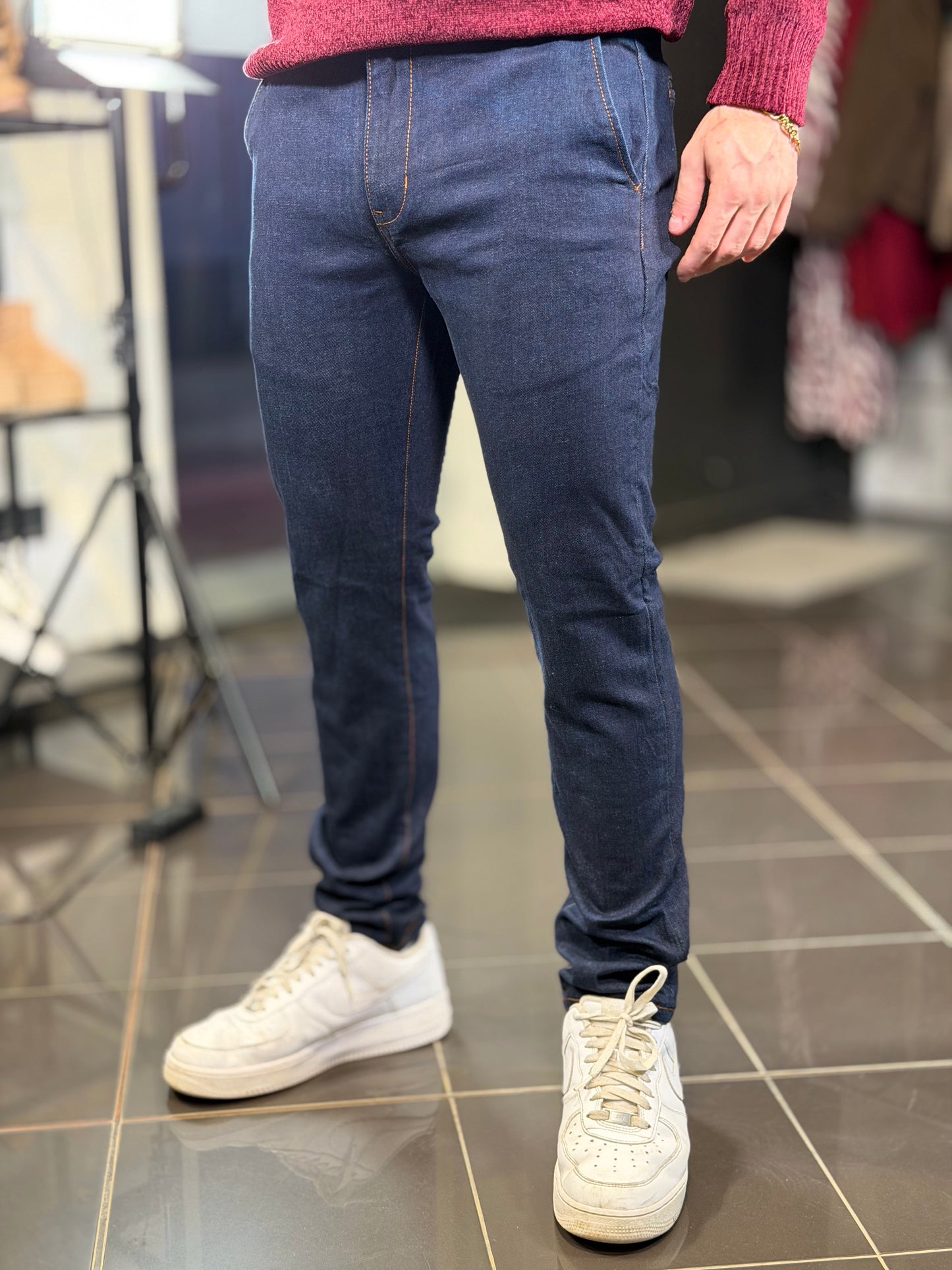 Jeans Slim blu con tasca alla francese 2480