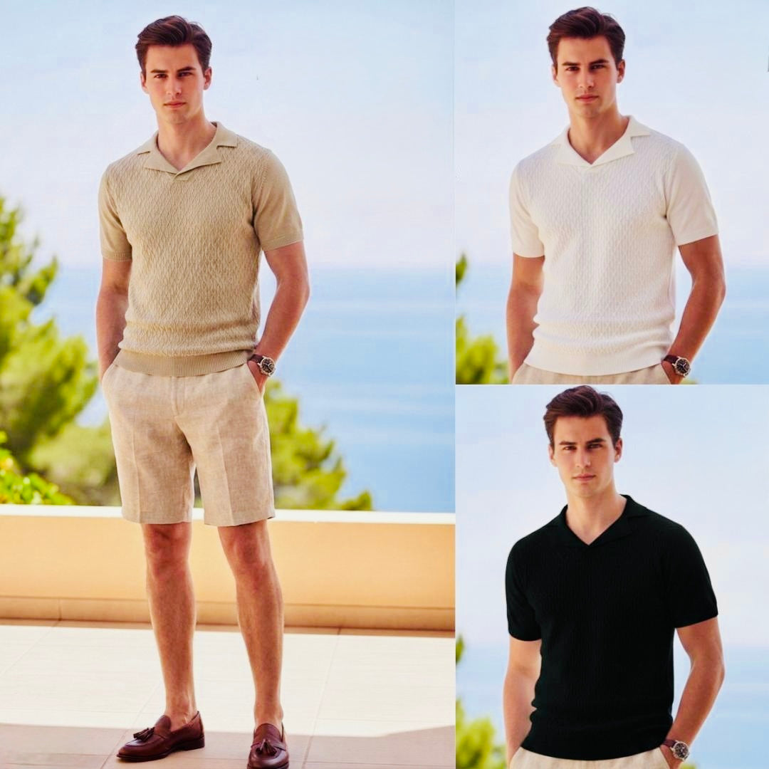 Polo in maglia lavorato tono su tono beige 2690