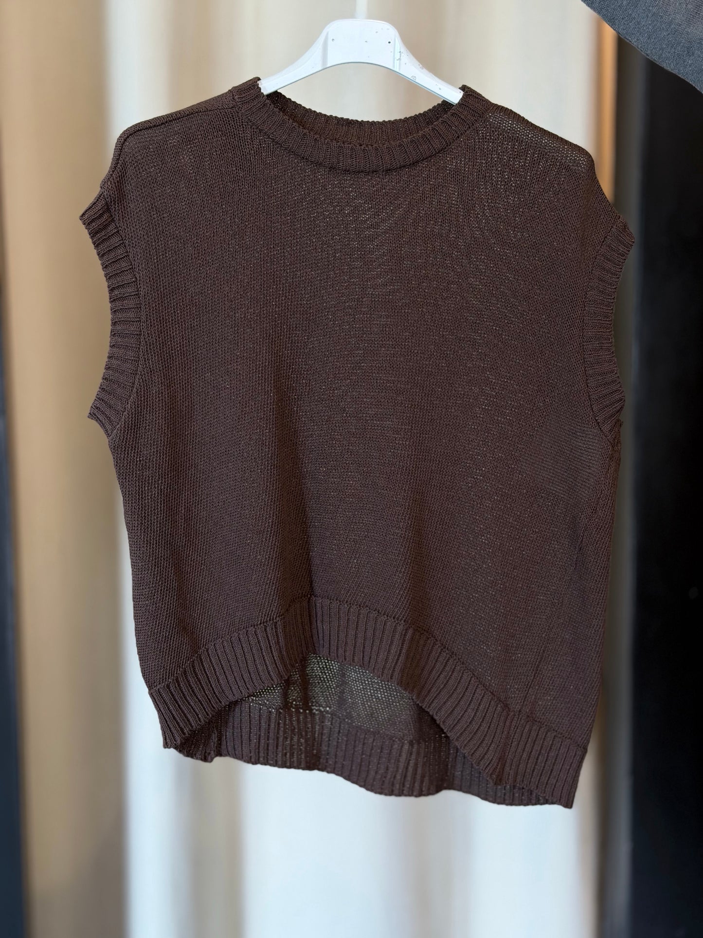 Gilet in maglia marrone in taglia unica 2545