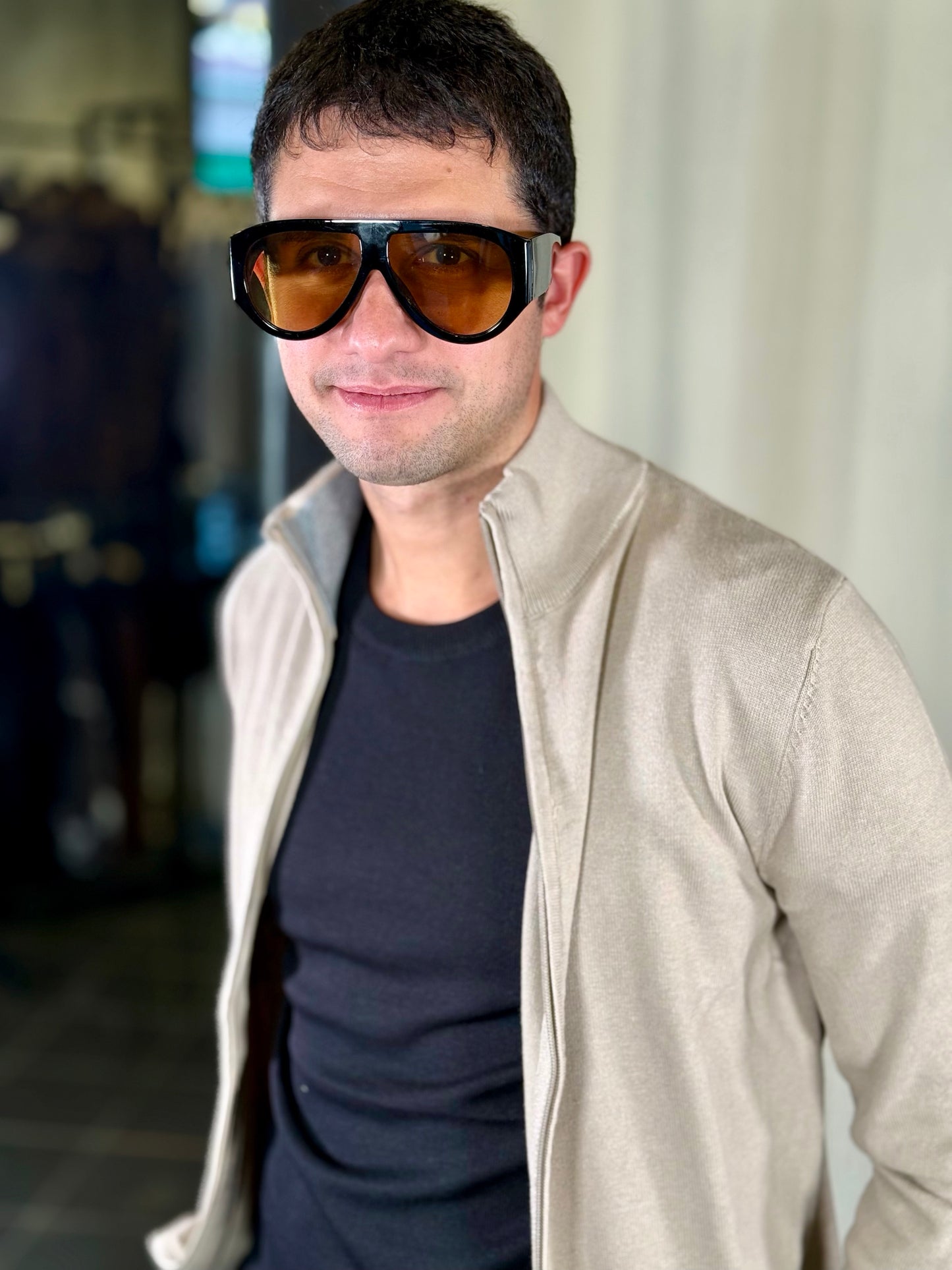 Cardigan con zip beige 2343