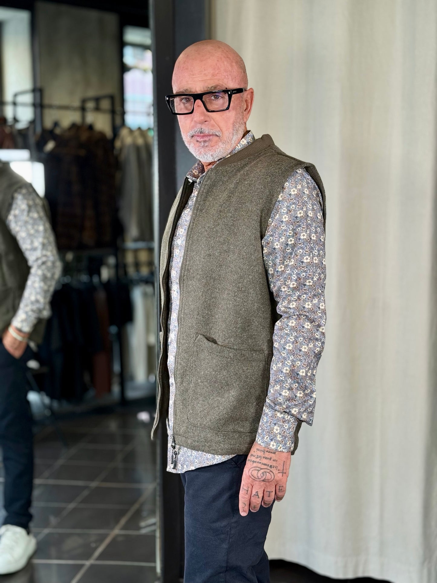 Smanicato effetto lana cotta verde militare 2319