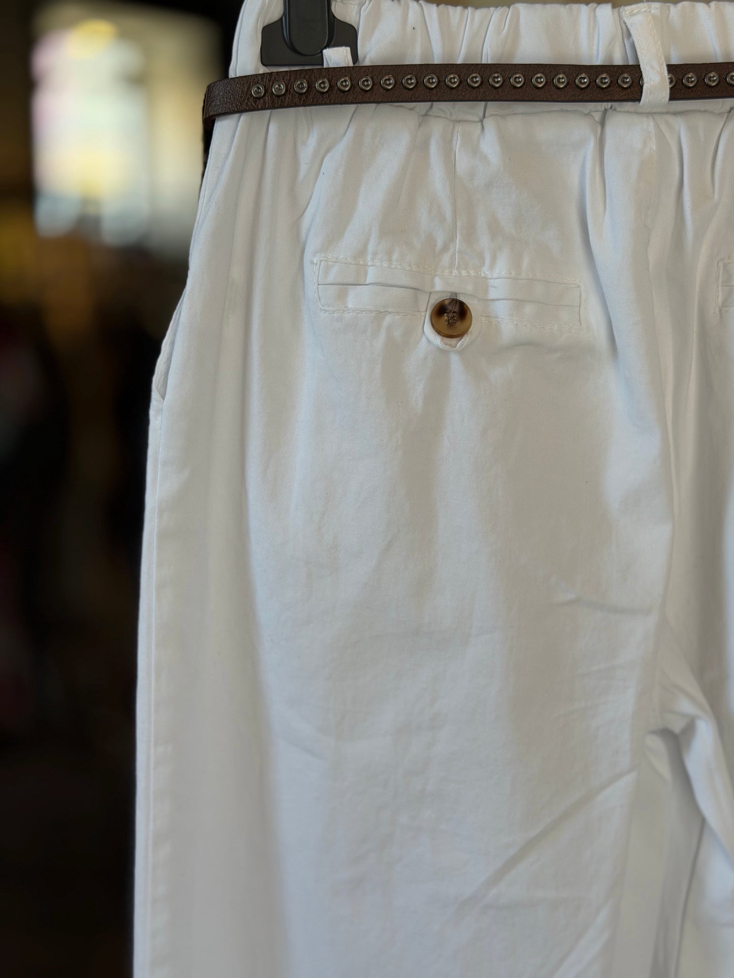 Pantalone in cotone bianco con elastico in vita 2847