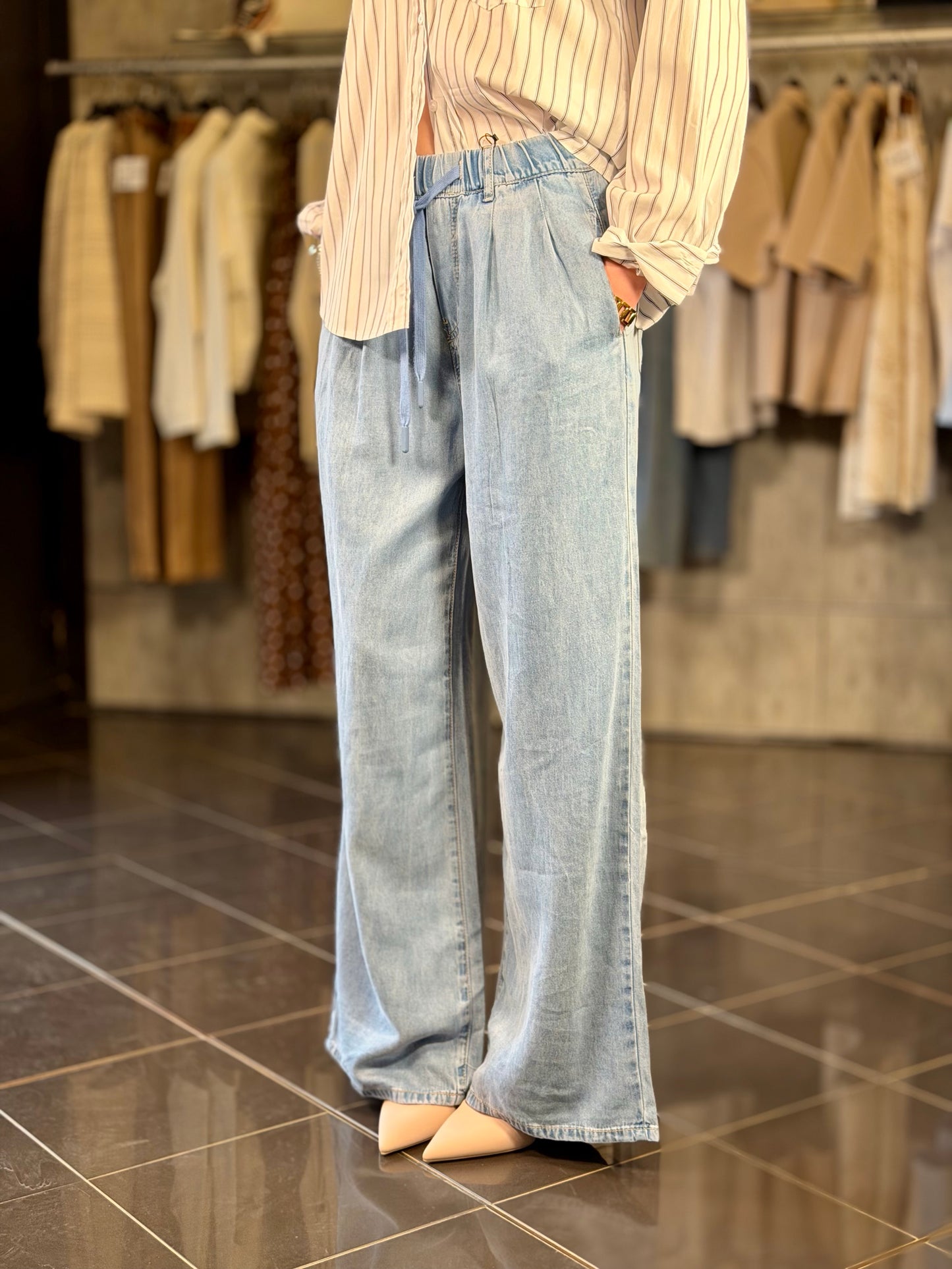 Jeans a palazzo morbido con coulisse 2195