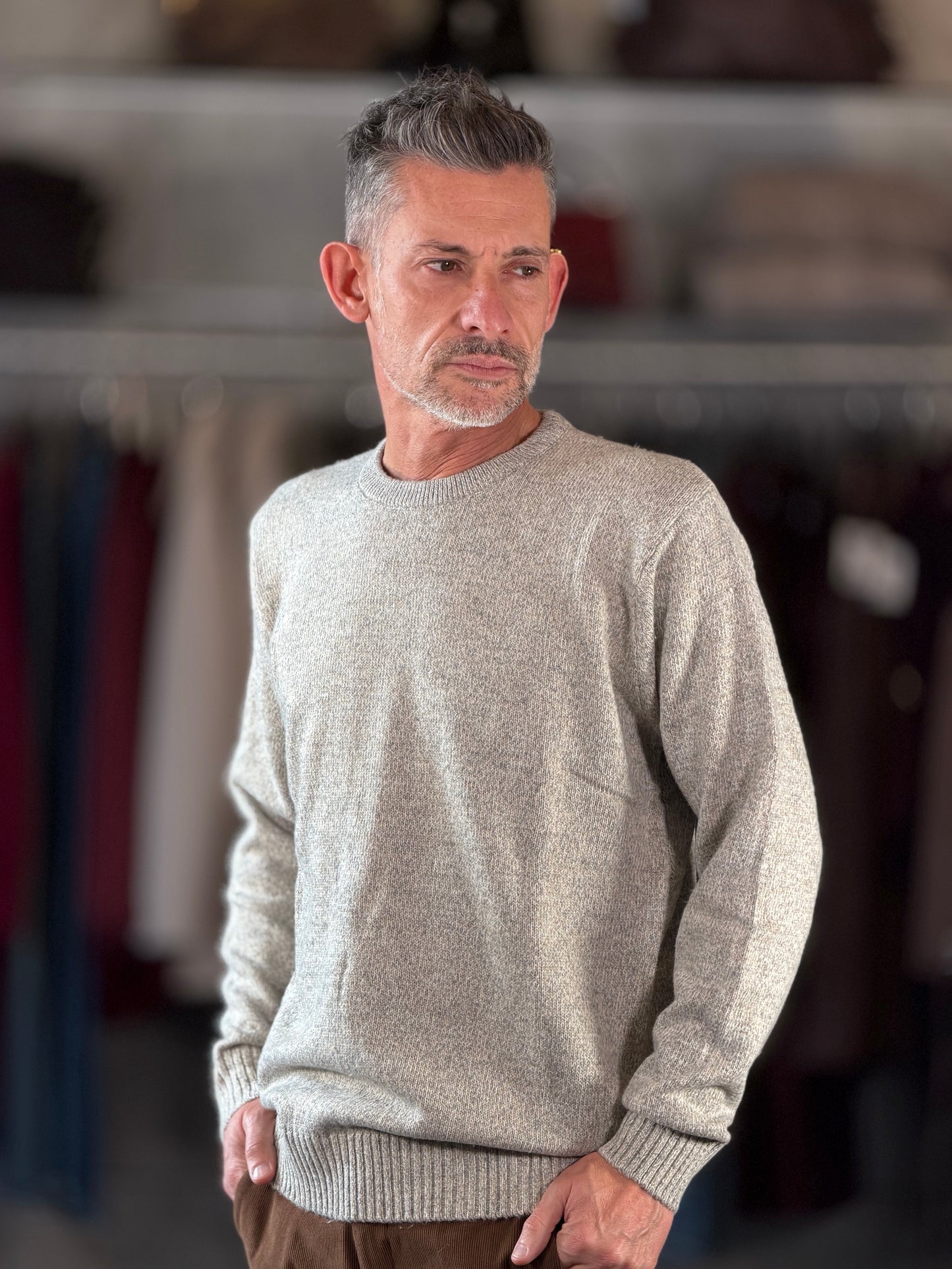 Maglione girocollo mélange beige 2599