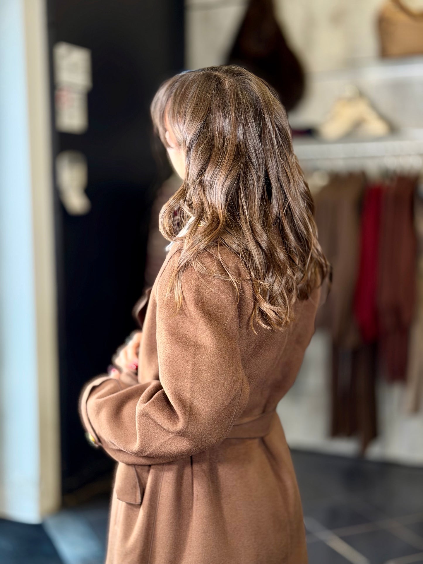 Trench in panno marrone in taglia unica 2247