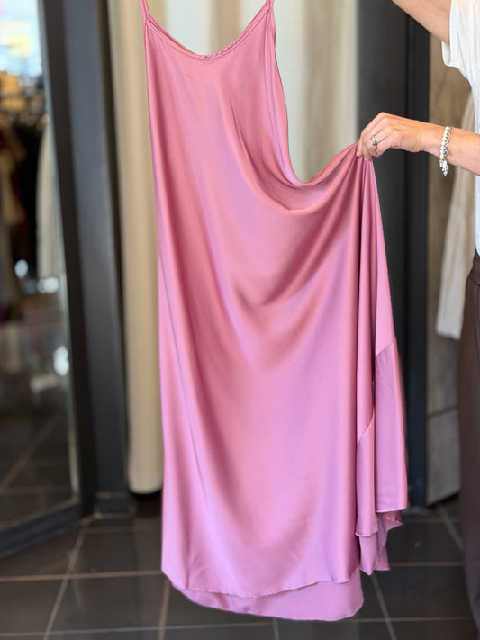 Abito effetto raso rosa in taglia unica 2878