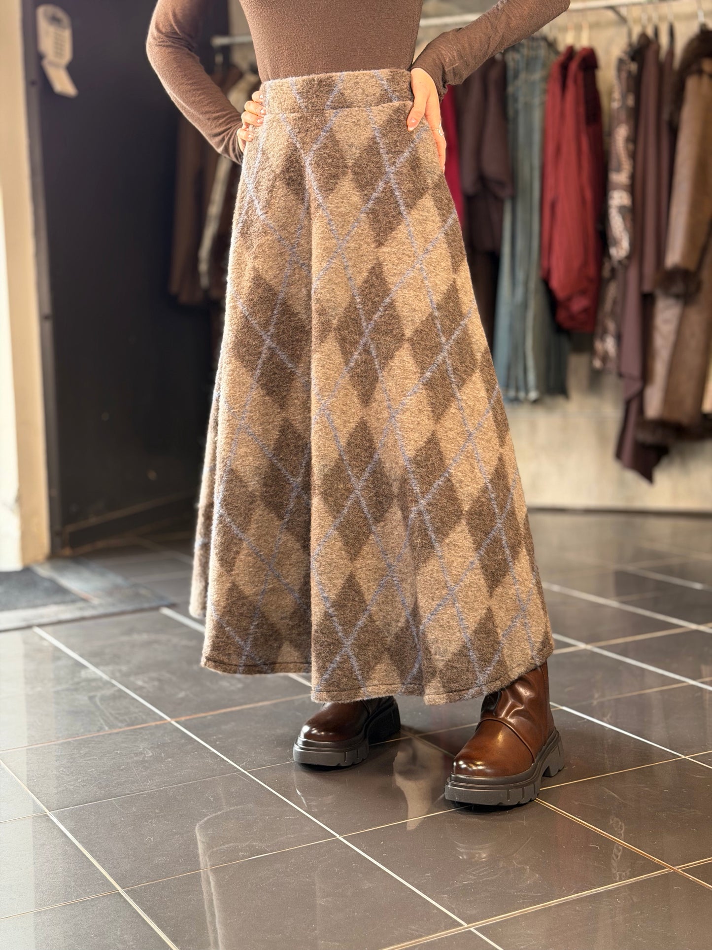 Gonna lunga in lana grigia in taglia unica 2633