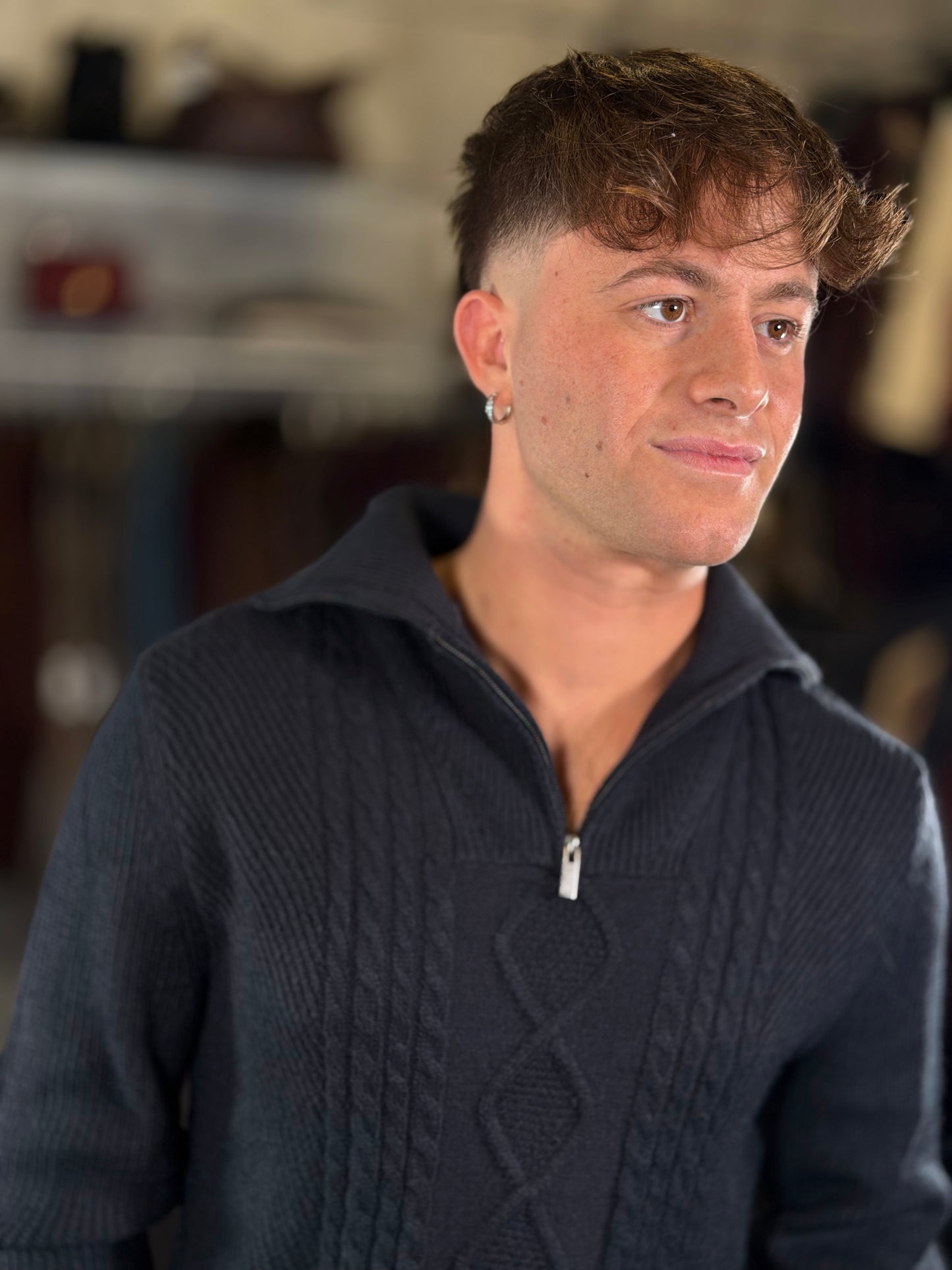 Maglione con mezza zip blu 2482