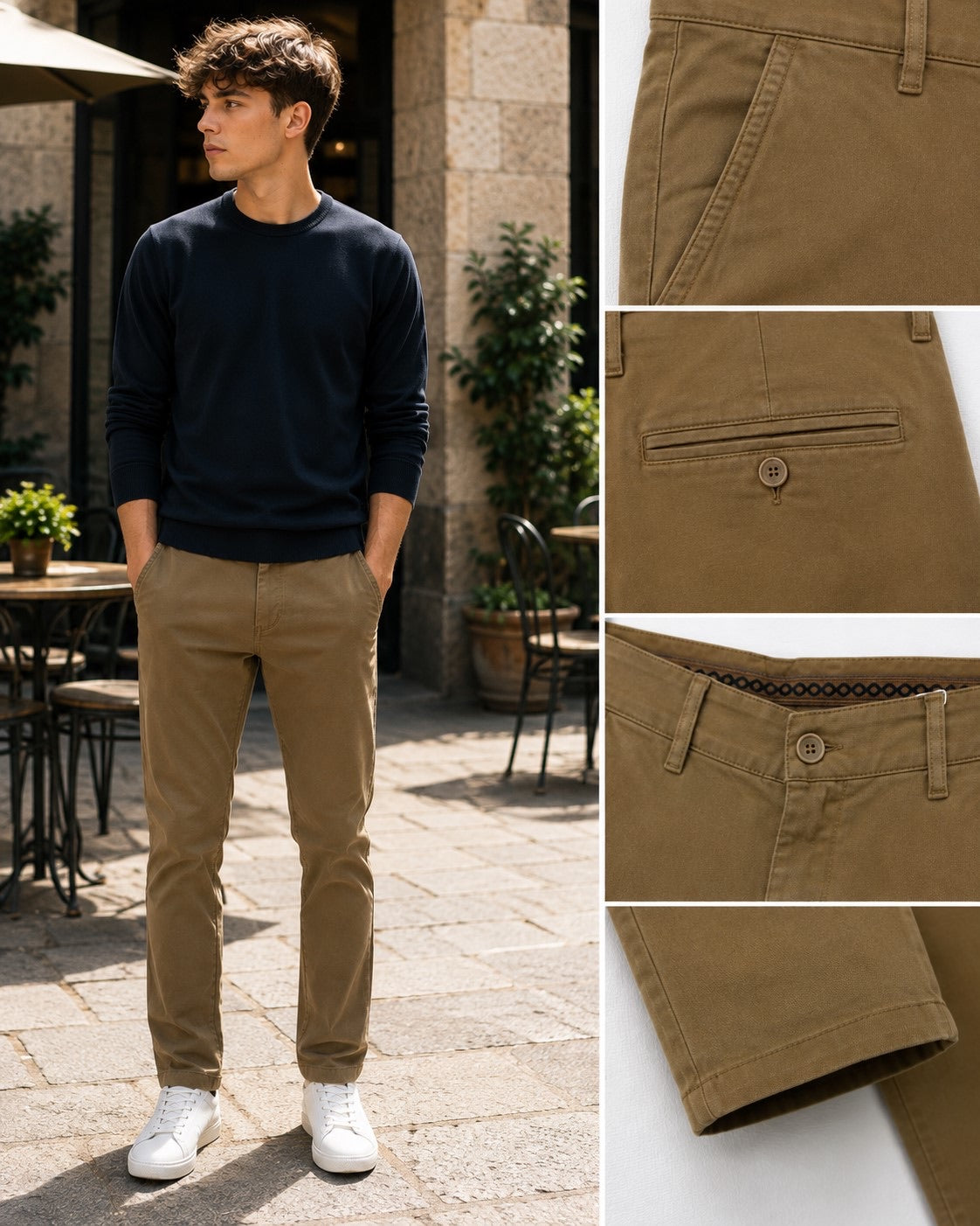 Pantalone slim beige