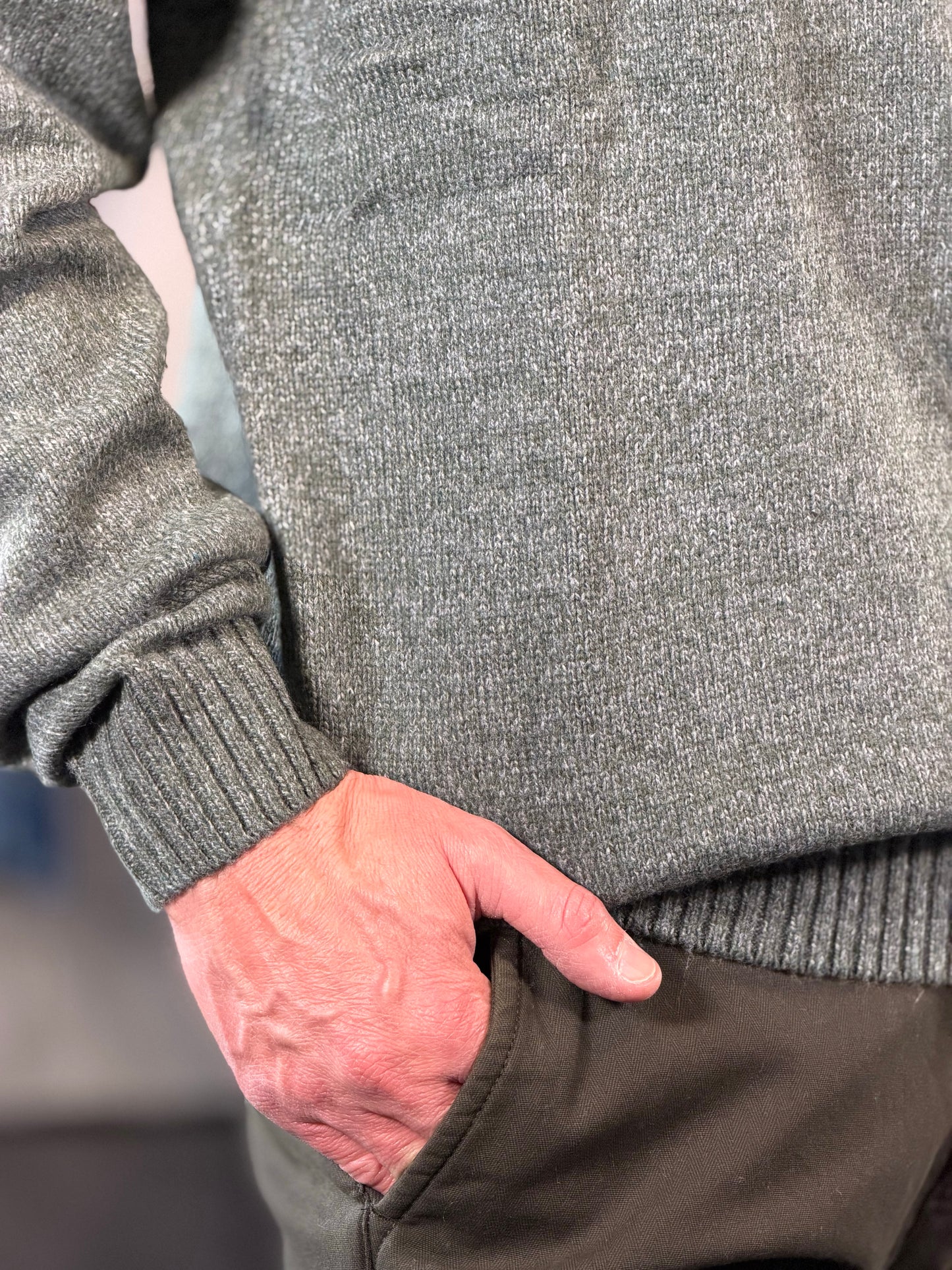 Maglione girocollo mélange verde 2600