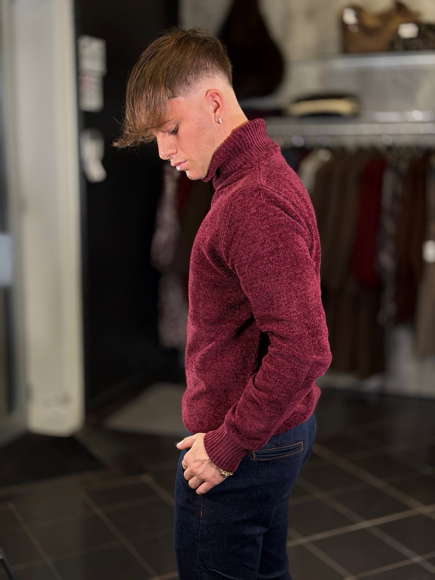 Dolcevita effetto ciniglia bordeaux 2501