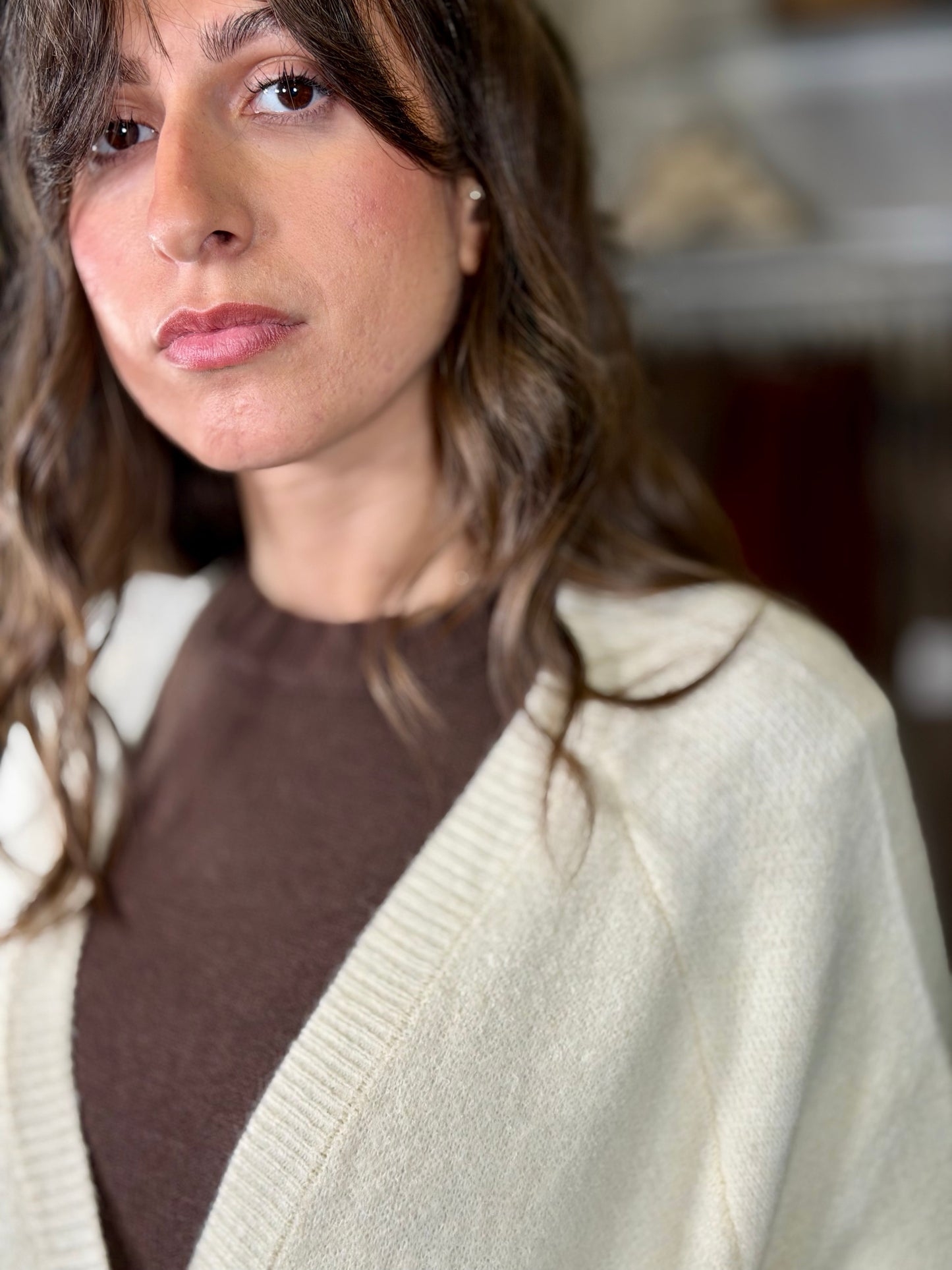 Cardigan panna quadrato in taglia unica 2397