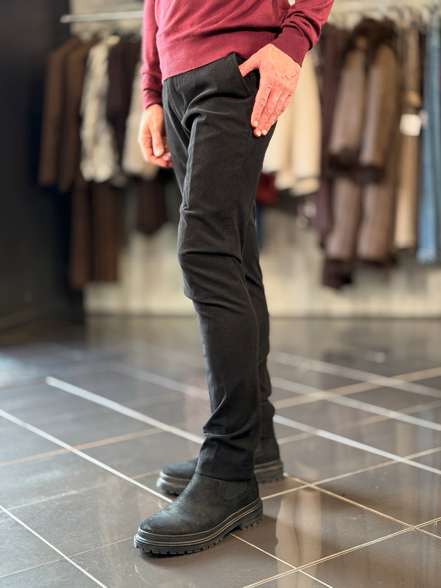 Abito (Giacca + Pantalone) effetto velluto nero 2582