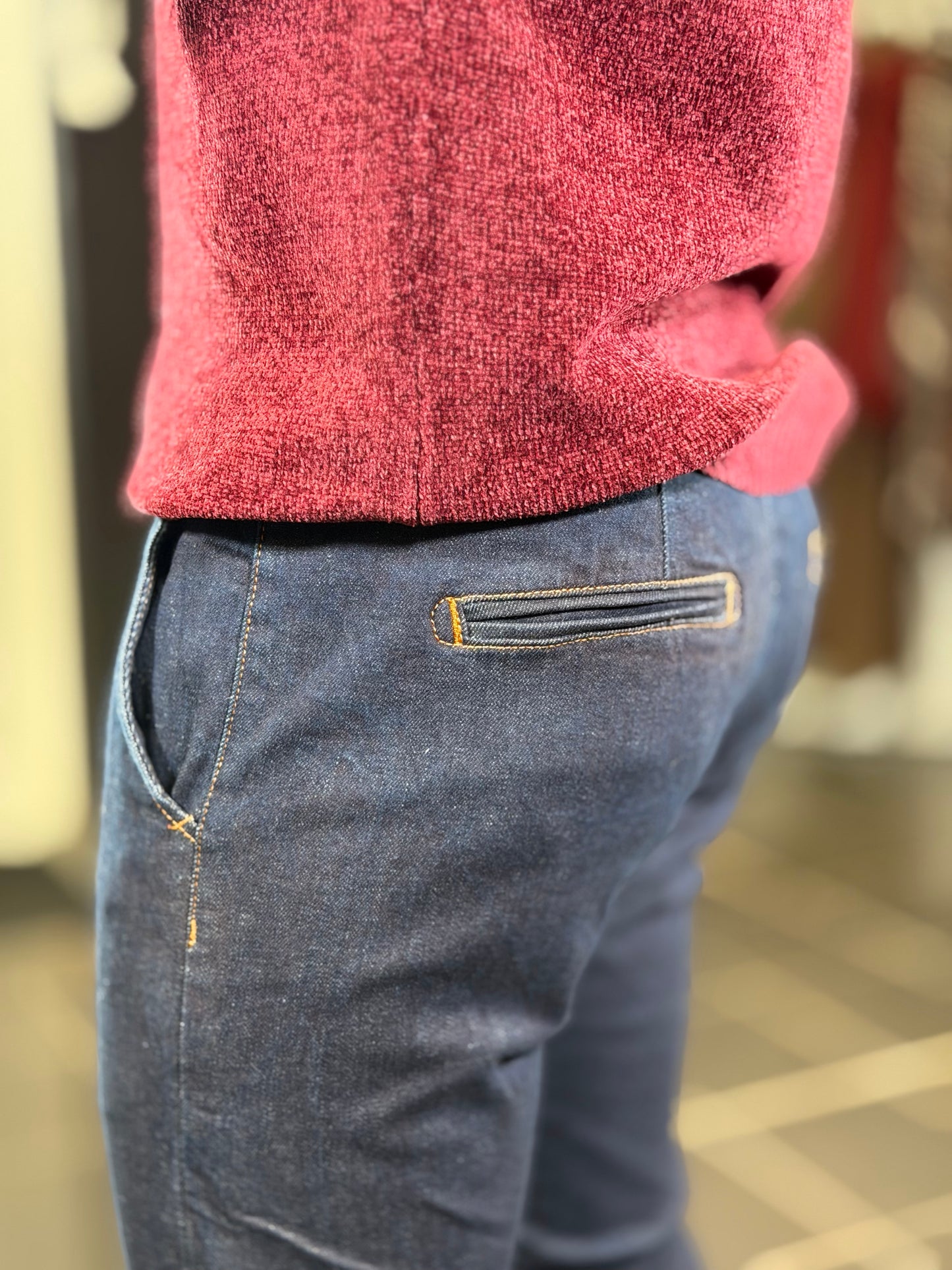 Jeans Slim blu con tasca alla francese 2480