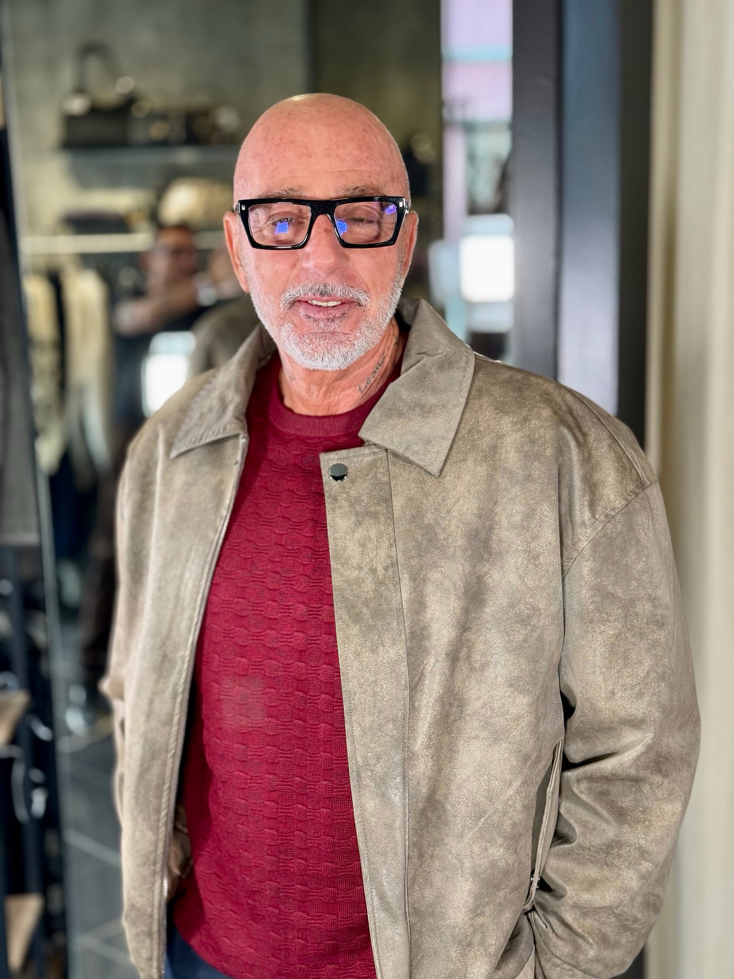 Giubbino in similpelle oversize beige 2105