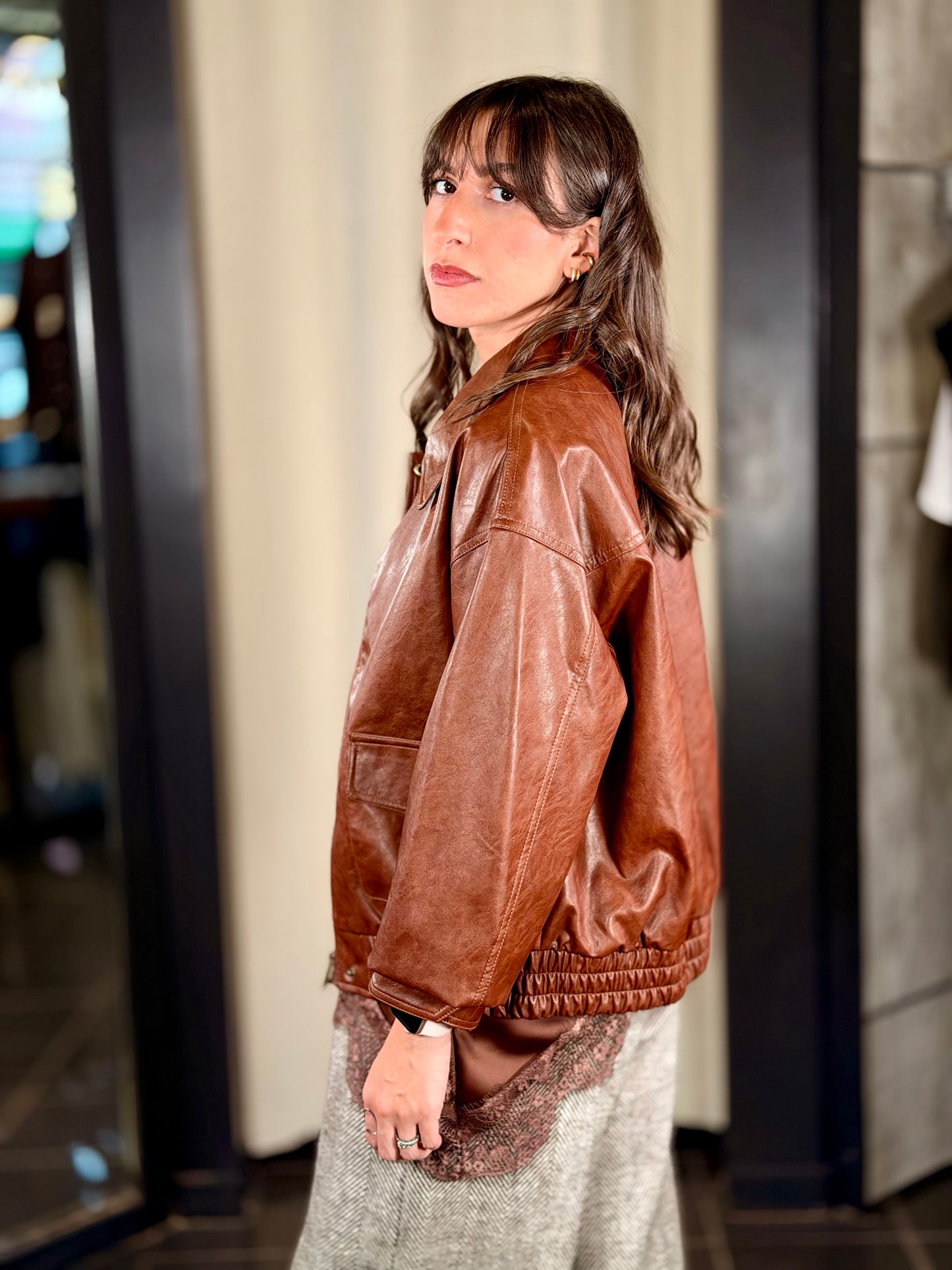 Giubbino bomber in ecopelle in taglia unica 2242