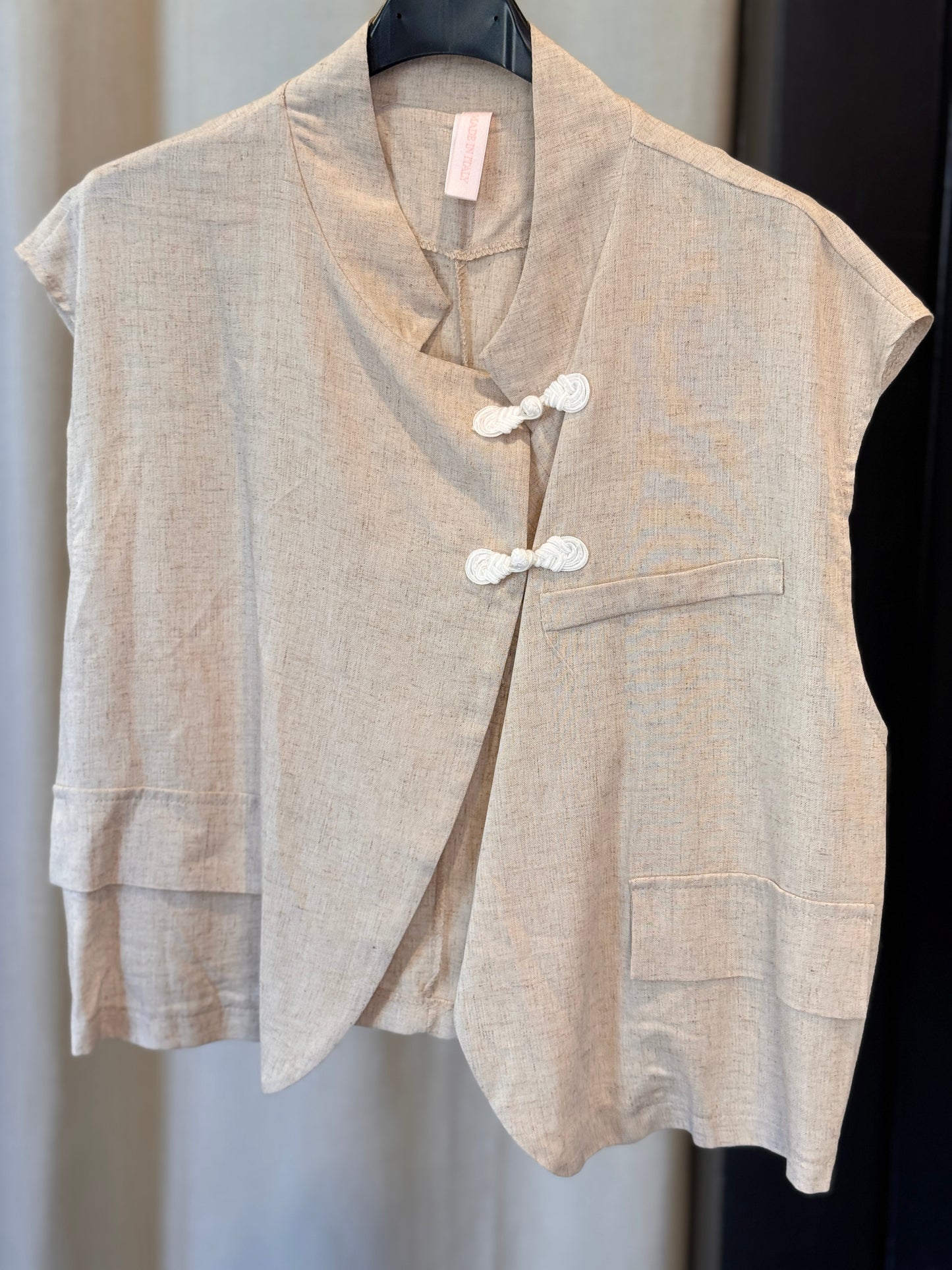 Gilet sabbia in lino in taglia unica 2781