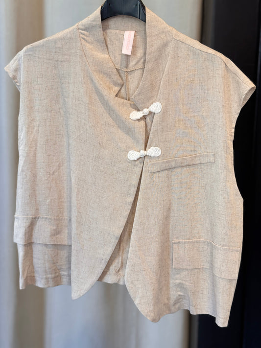 Gilet sabbia in lino in taglia unica 2781