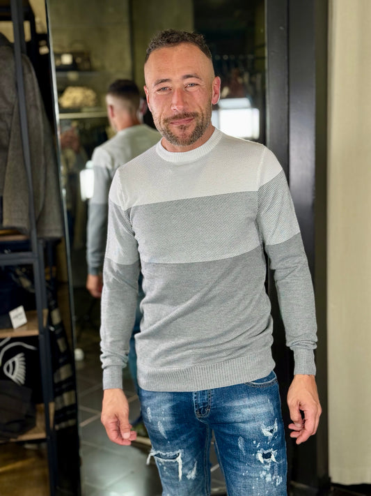 Maglioncino blockcolor bianco e grigio 2288