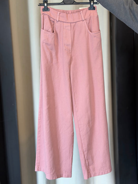 Jeans rosa con elastico in vita in taglia unica 2564